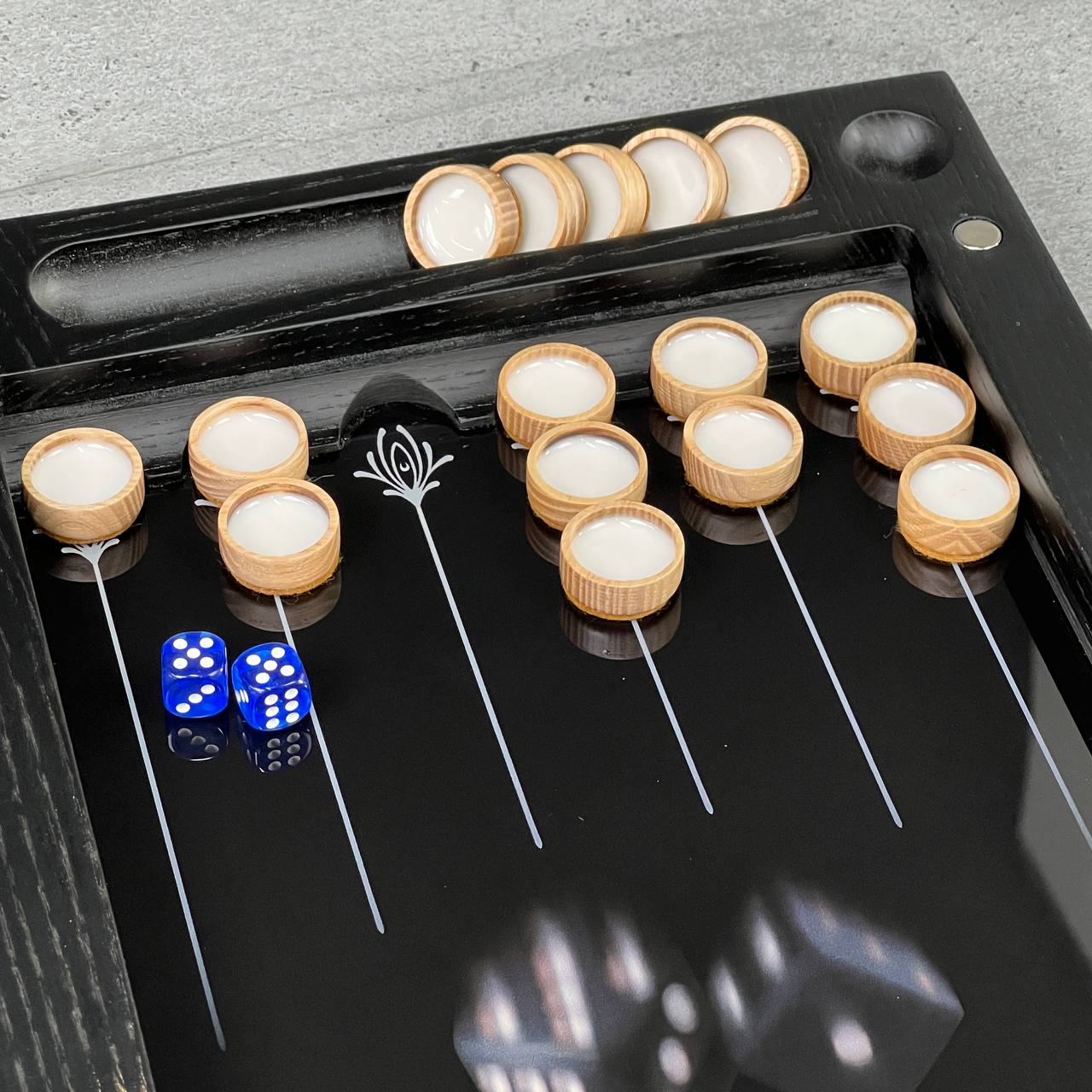 Premium Glass&Wood Backgammon Set — 3D Dice Edition Luxury Game Board