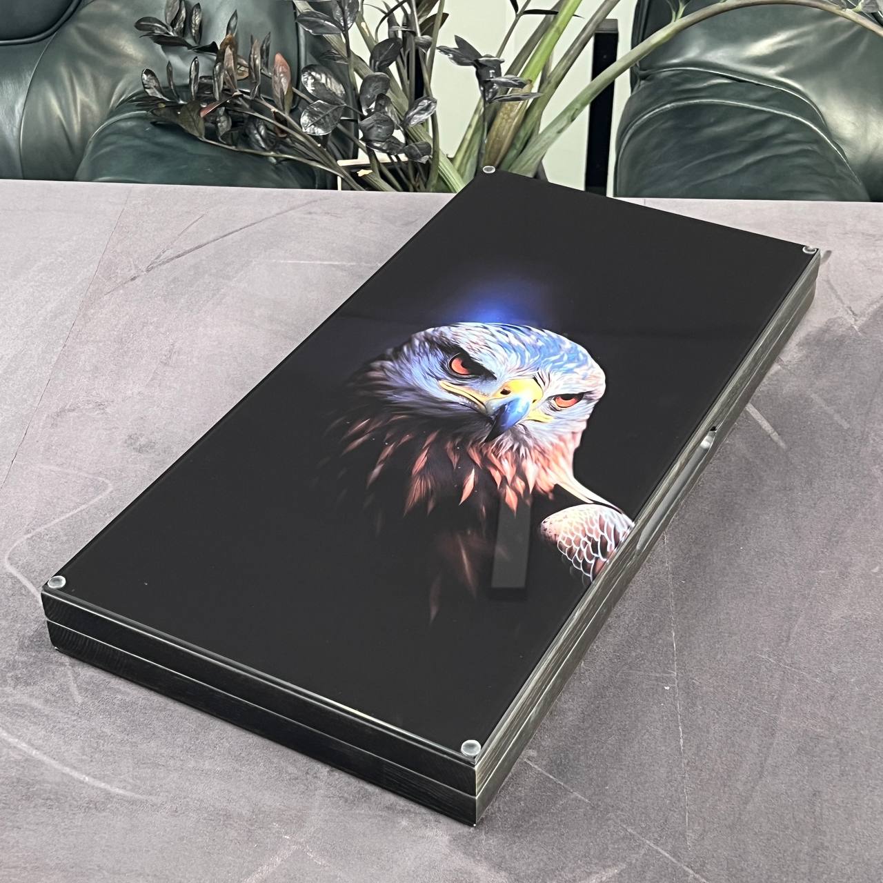The Eagle Eye Apex Premium Glass&Wood Backgammon Set — Luxury Game Board Gift