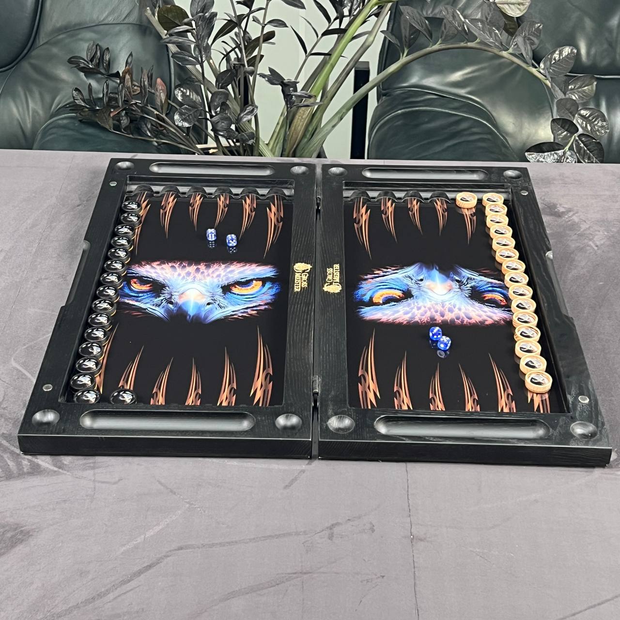 The Eagle Eye Apex Premium Glass&Wood Backgammon Set — Luxury Game Board Gift