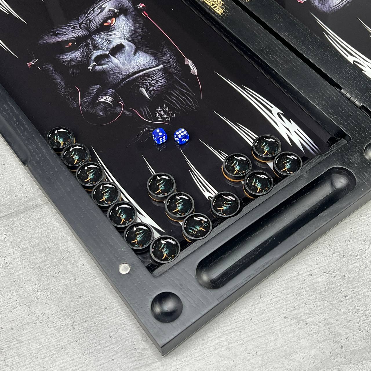 Big Boss Gorilla Collection Glass & Wood Backgammon Set