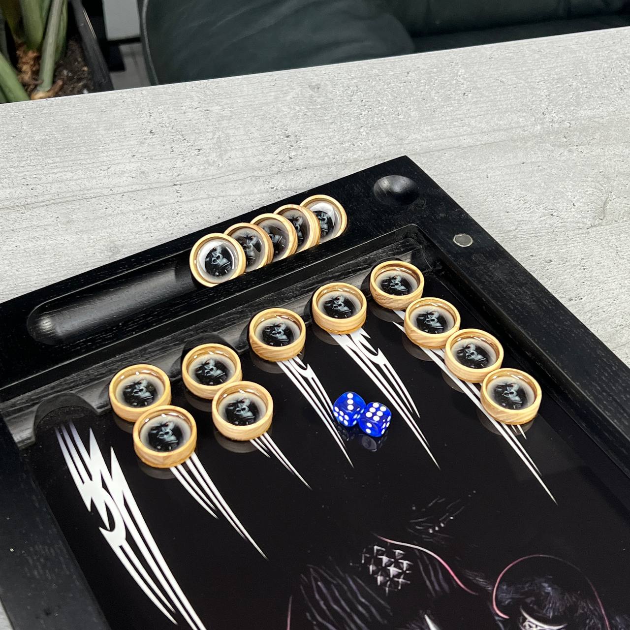 Big Boss Gorilla Collection Glass & Wood Backgammon Set