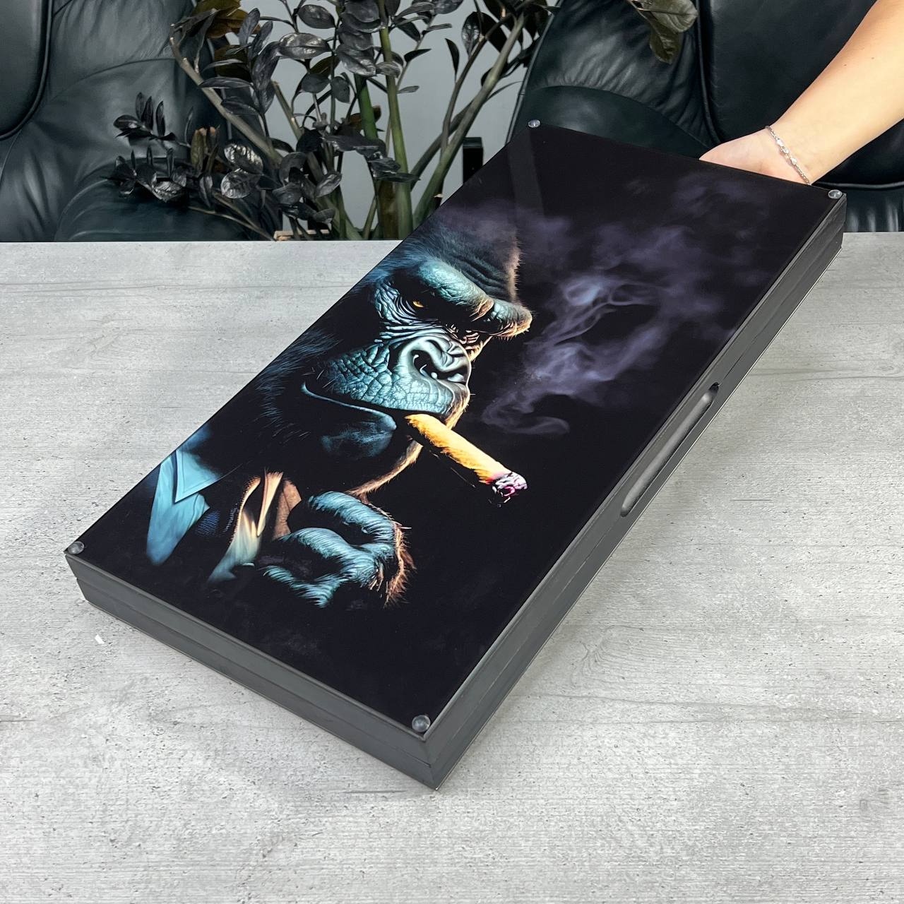 Big Boss Gorilla Collection Glass & Wood Backgammon Set