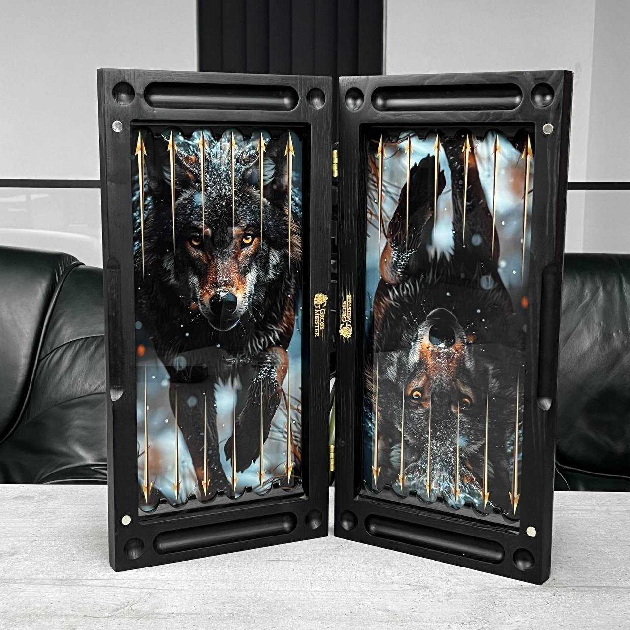 The Winter Hunt Premium Glass&Wood Backgammon Set — Luxury Game Board
