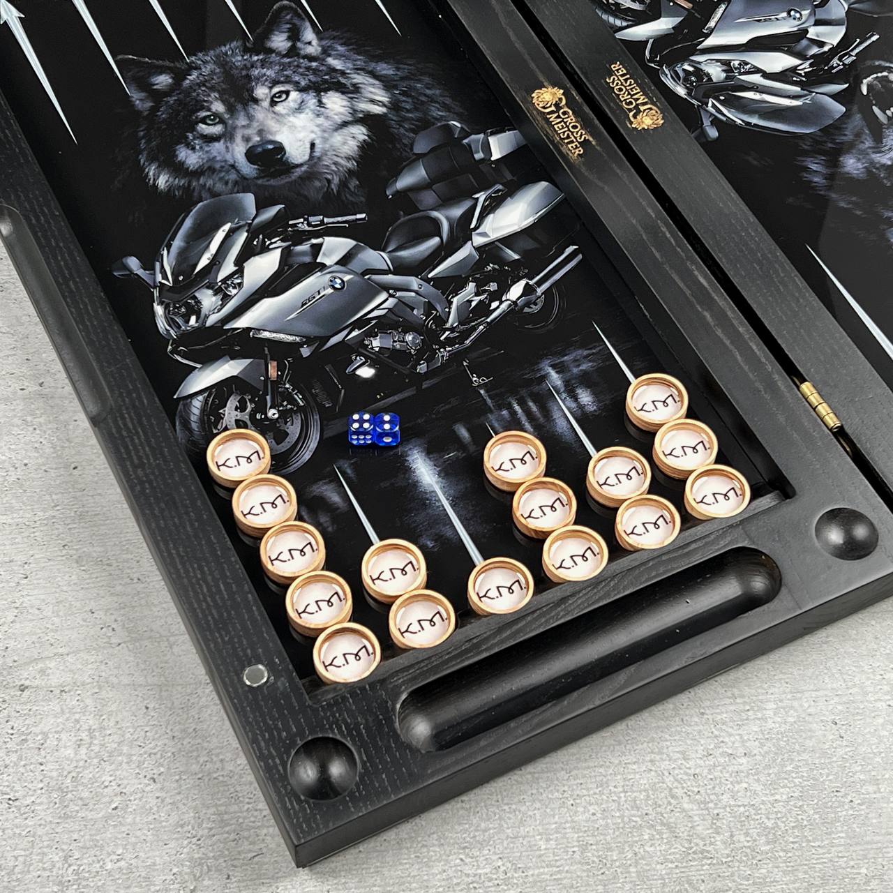 The Night Wolf & Full Moon Premium Glass&Wood Backgammon Set — Luxury Game Board