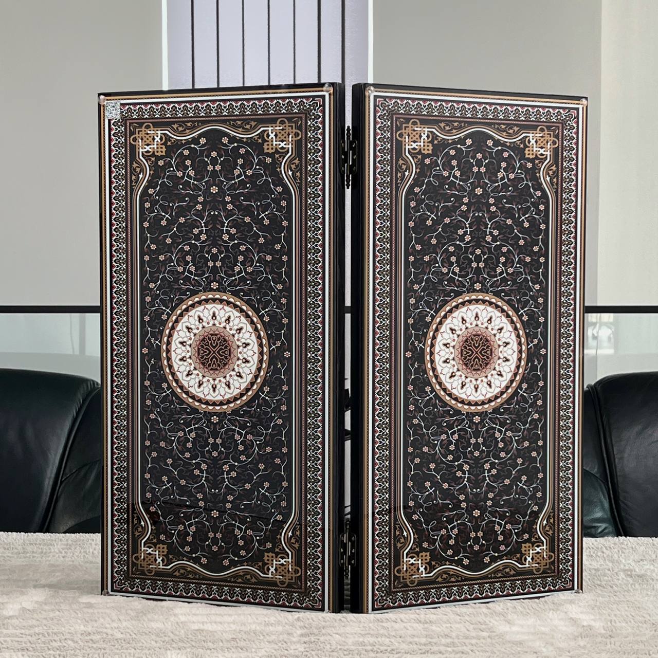 Luxury Persian Mandala Glass&Wood Backgammon Set – 24" Premium Board