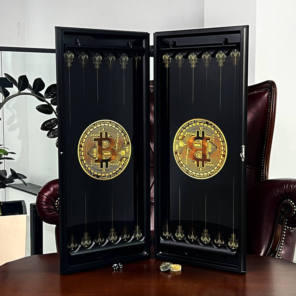 Backgammon en verre « Black Dollar » – Exquis, original, personnalisable, prêt à offrir