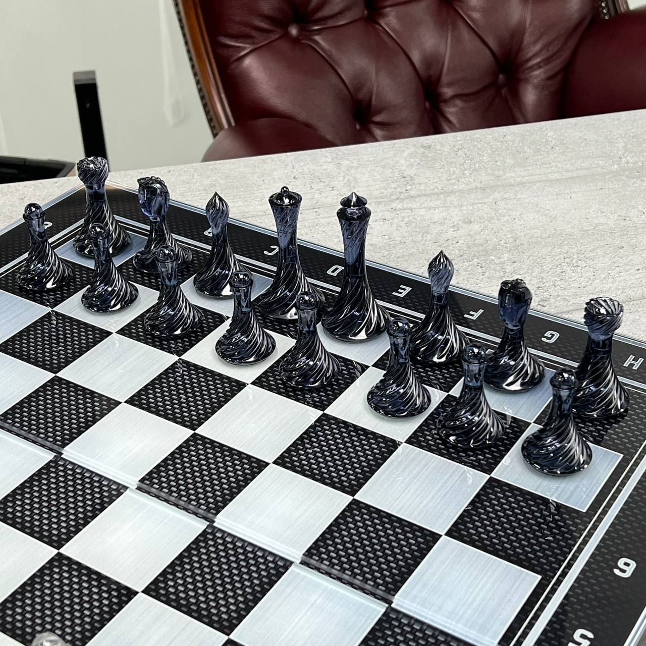 Black Weave Chess Set - 24"