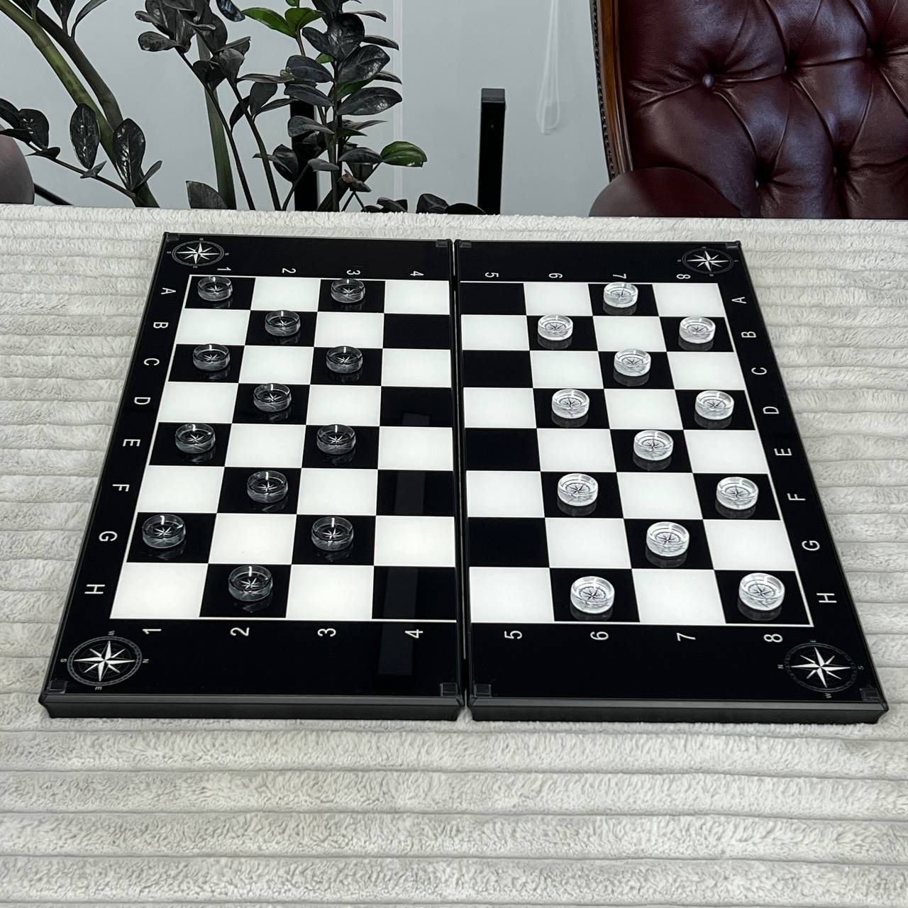 Wind Rose Glass Chess Set - 24"