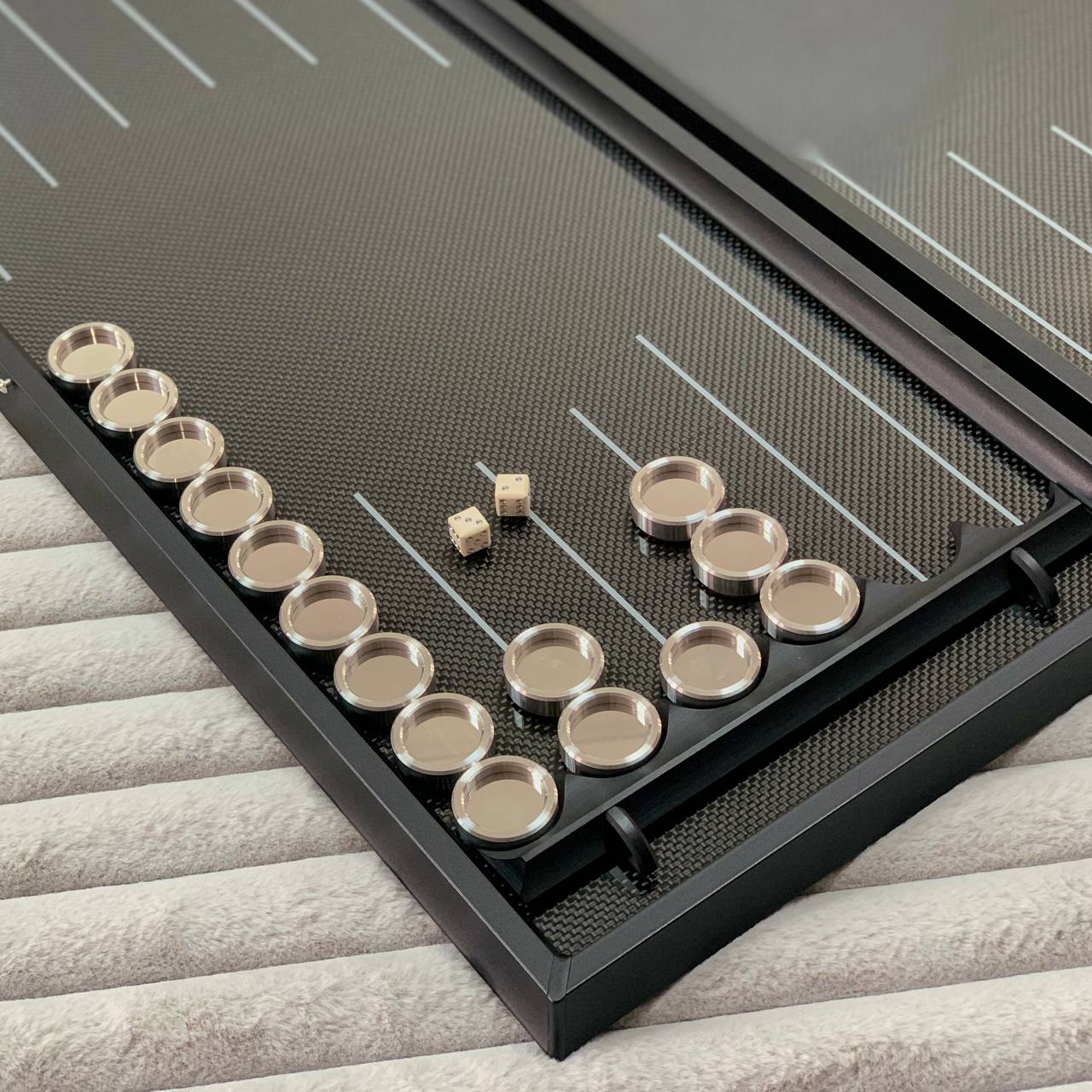 Luxury Carbon Backgammon Set in Aluminum Basis, 61*26.5cm, Gift-ready