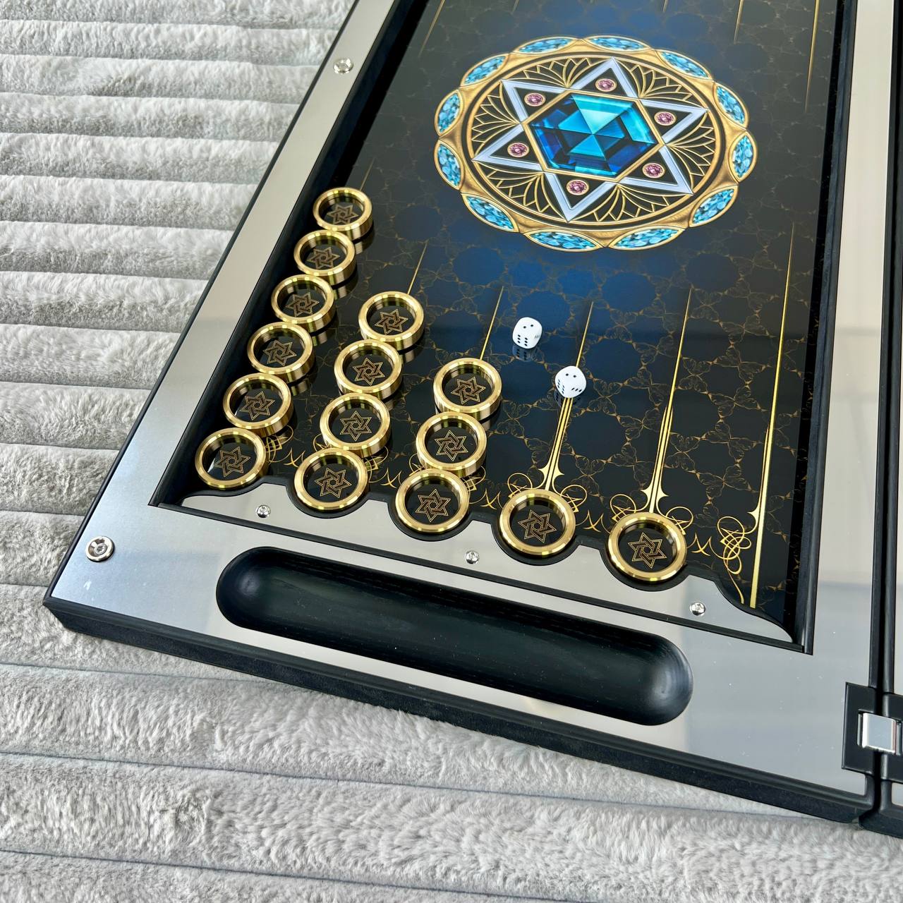 Luxury Metal Backgammon with Tempered Glass - Exclusive Design, Handmade, Customizable