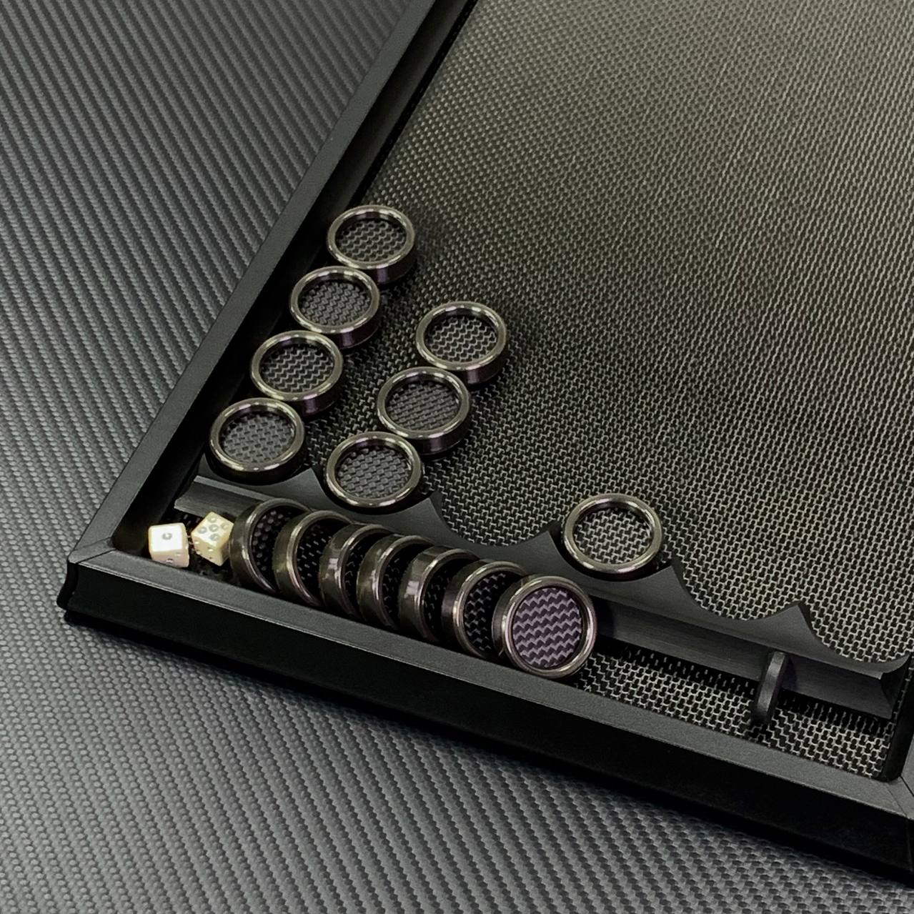 Exclusive Carbon Backgammon Set in Aluminum Basis, 61*26.5cm, Gift-ready