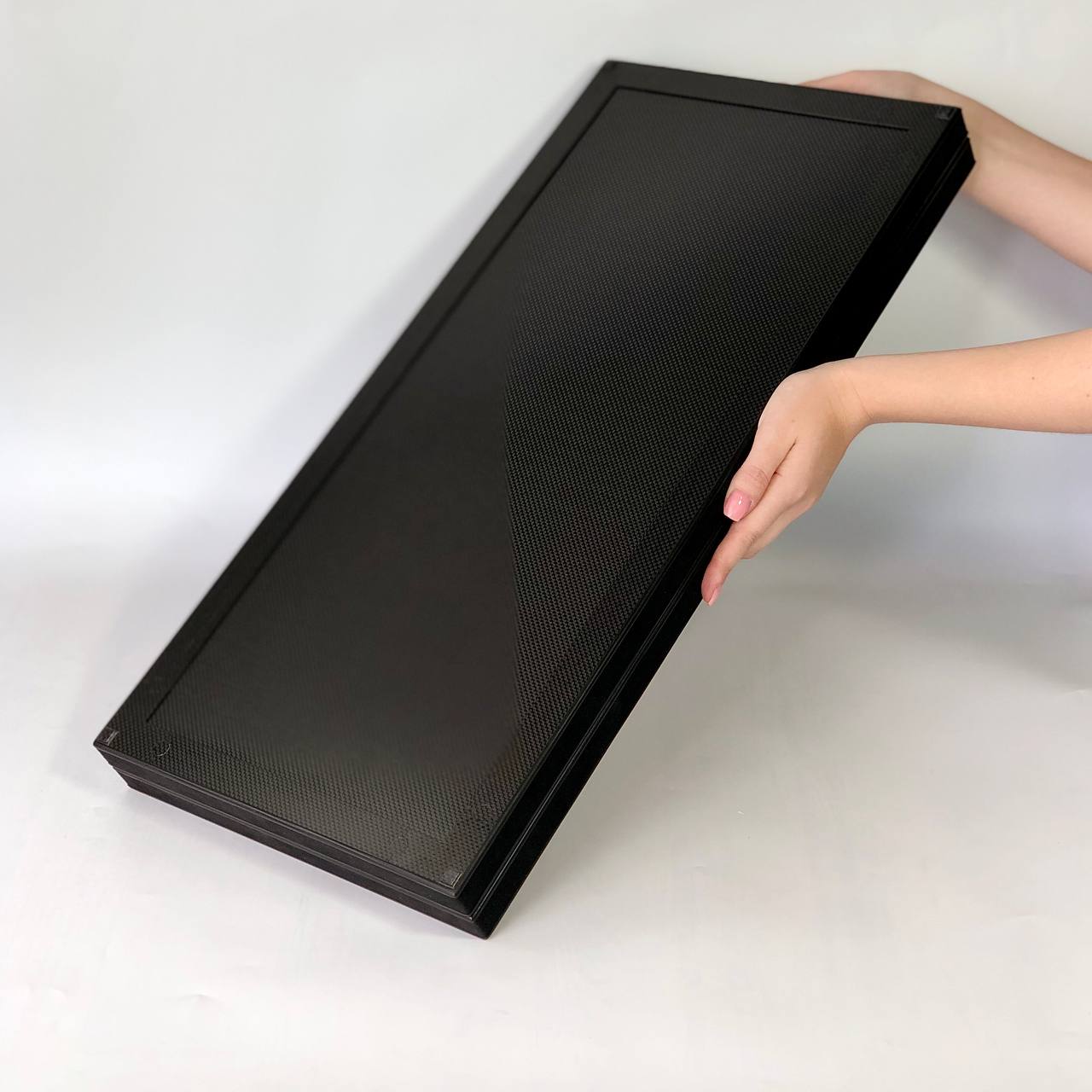 Luxuriöses VIP Carbon Backgammon Set auf Aluminium Carbon Basis, 61*26,5cm, Geschenkfertig