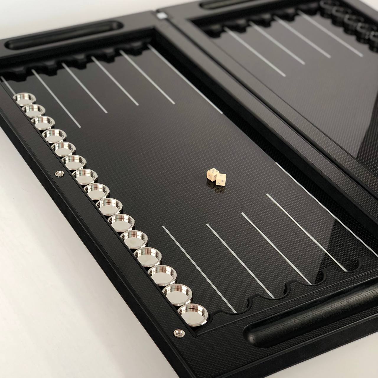 Luxury VIP Carbon Backgammon Set in Aluminum Carbon Basis, 61*26.5cm, Gift-ready