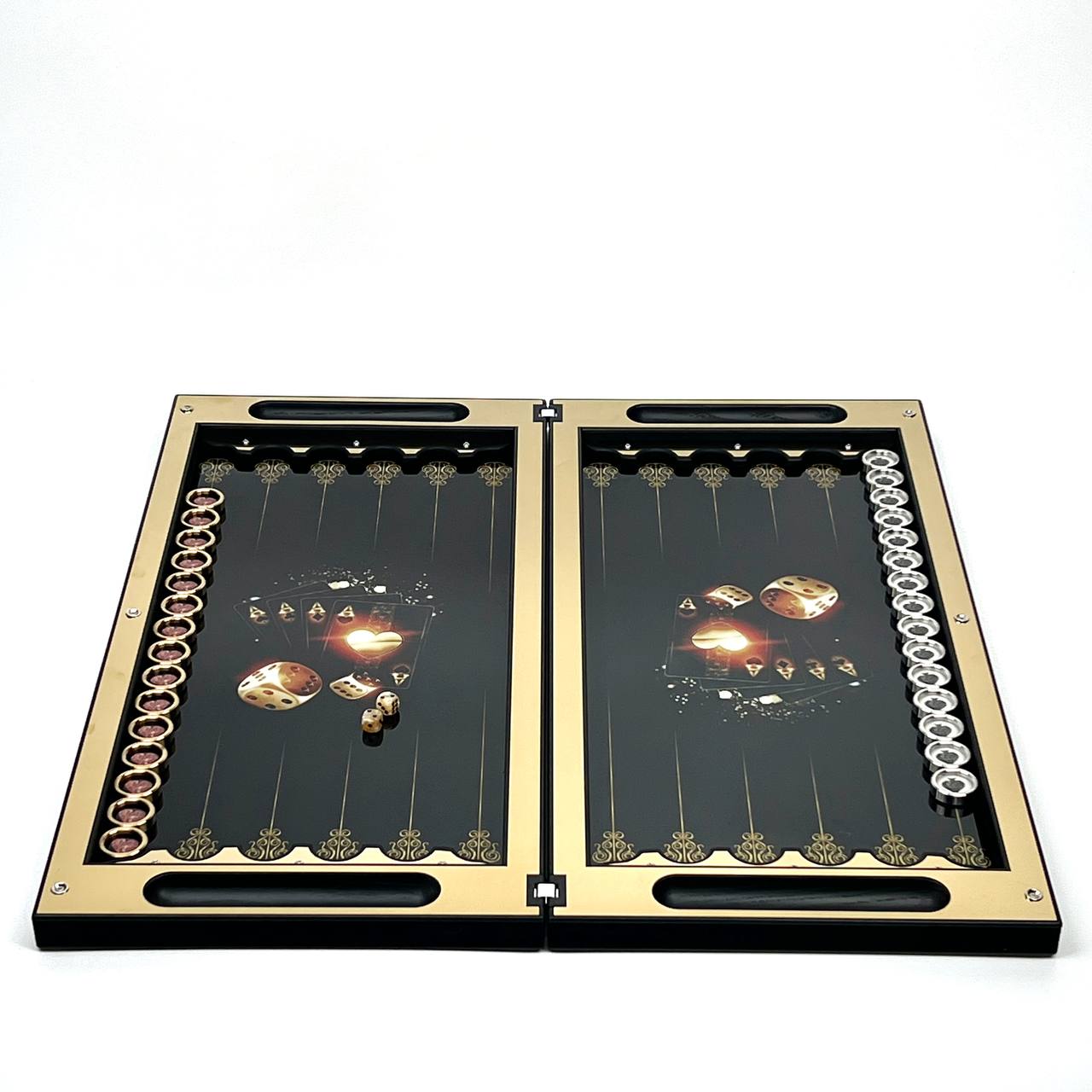 Luxuriöses Backgammon aus Metall mit gehärtetem Glas – Exklusives Design, handgefertigt, anpassbar