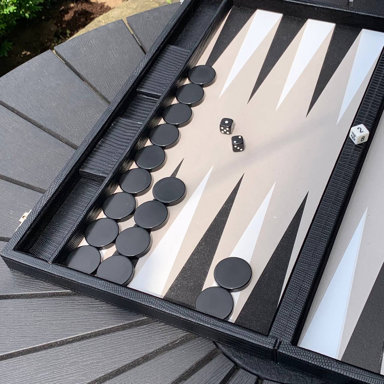 Tournament Backgammon 53×31 cm (21 in) Faux Leather, "Carbon Design. Gift-Ready.