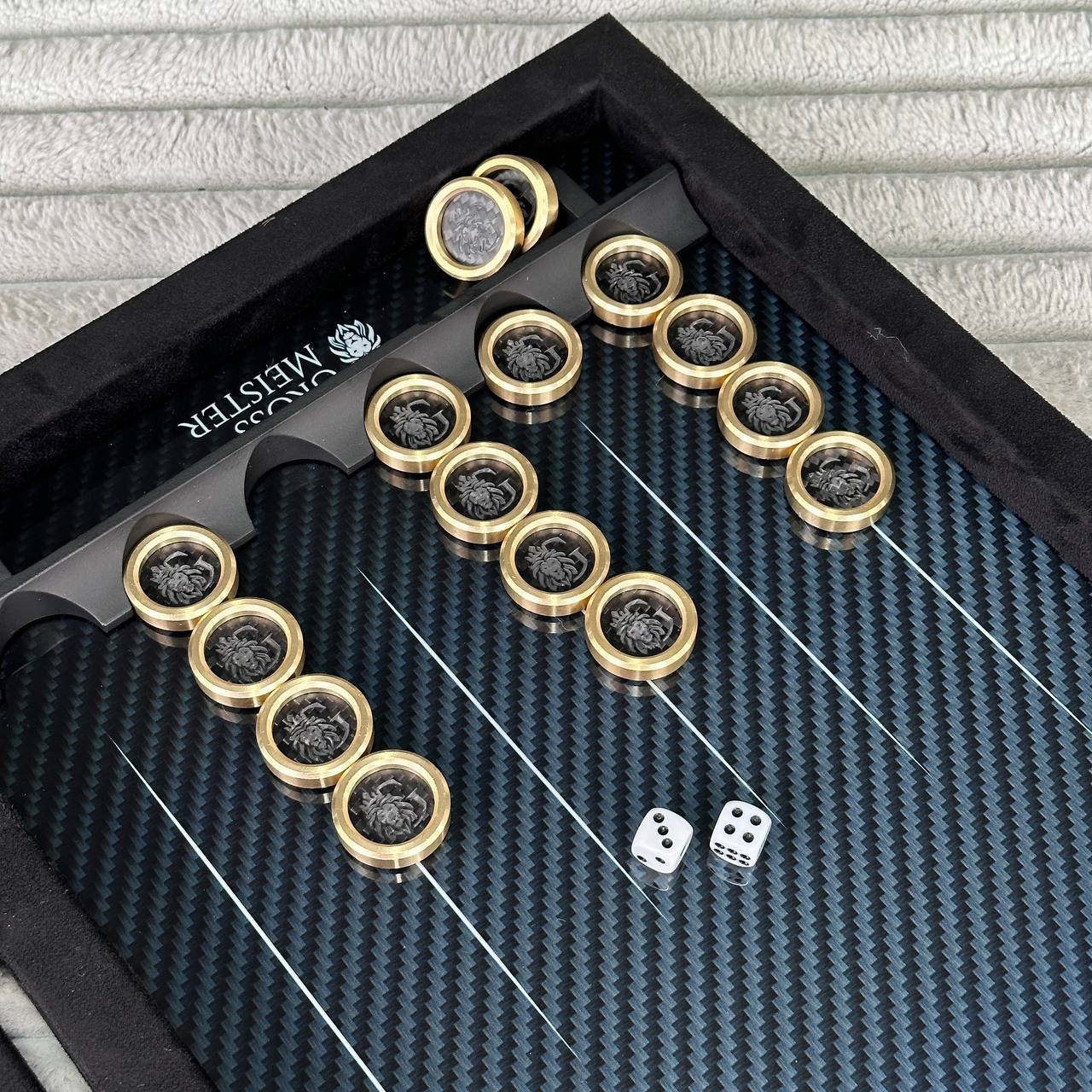 Handmade Classic Metal and Carbon Backgammon Set 60*30cm, Gift-ready VIP