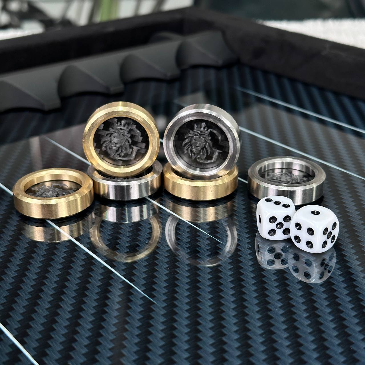 Handmade Classic Metal and Carbon Backgammon Set 60*30cm, Gift-ready VIP