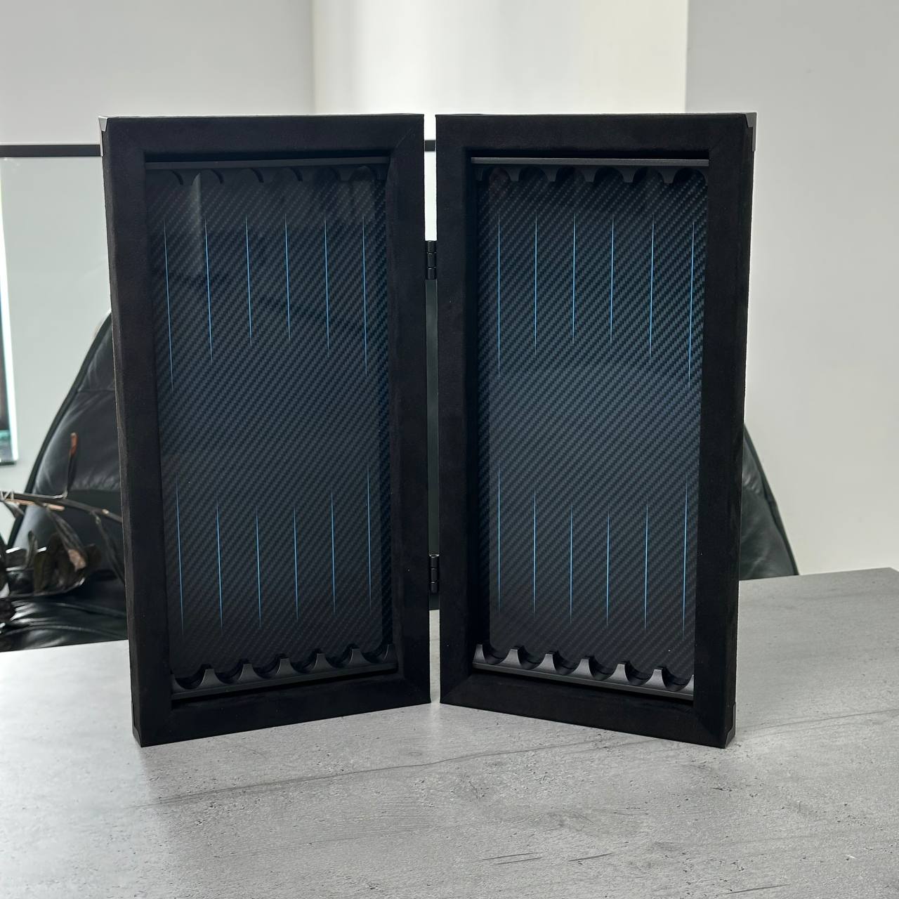 Luxurious Handmade Metal and Carbon Backgammon Set 40cm (~15in), Gift-ready VIP