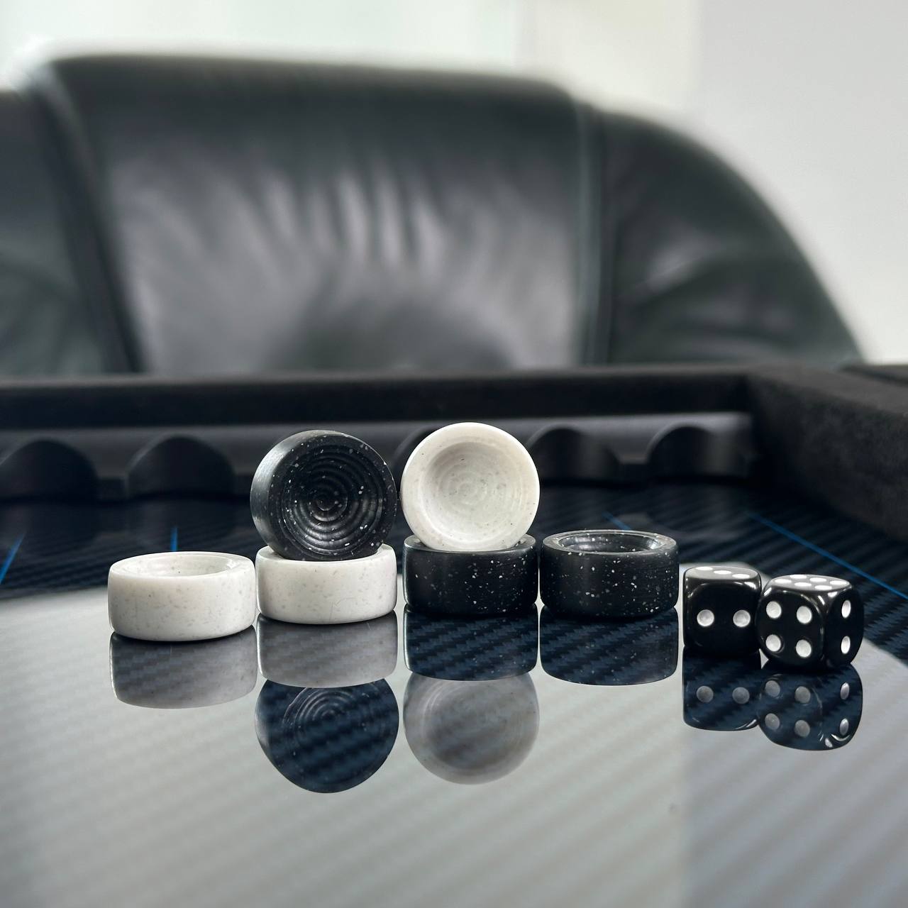 Luxurious Handmade Metal and Carbon Backgammon Set 40cm (~15in), Gift-ready VIP