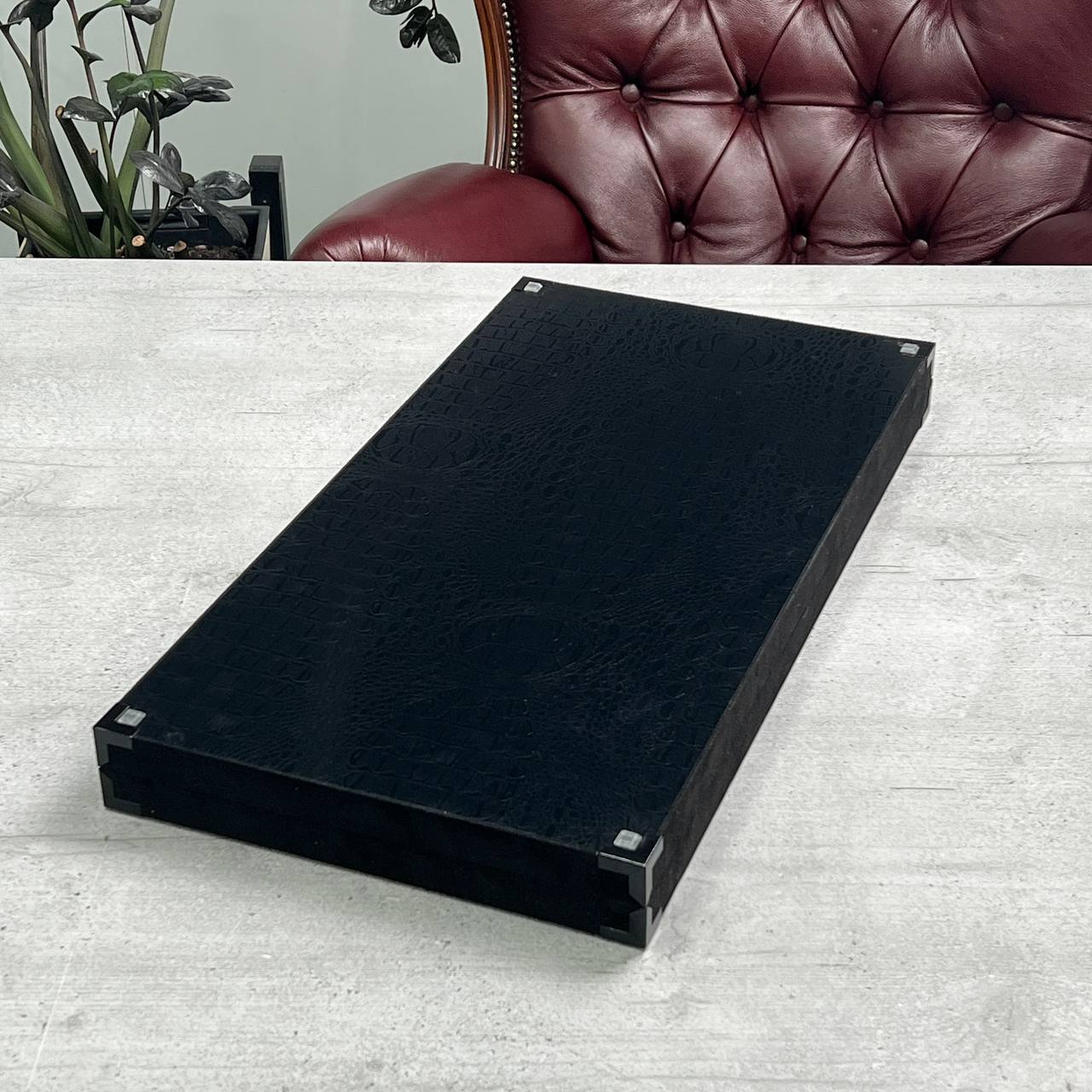 Exclusive Handmade Metal and Carbon Backgammon Set 60*30cm, Gift-ready
