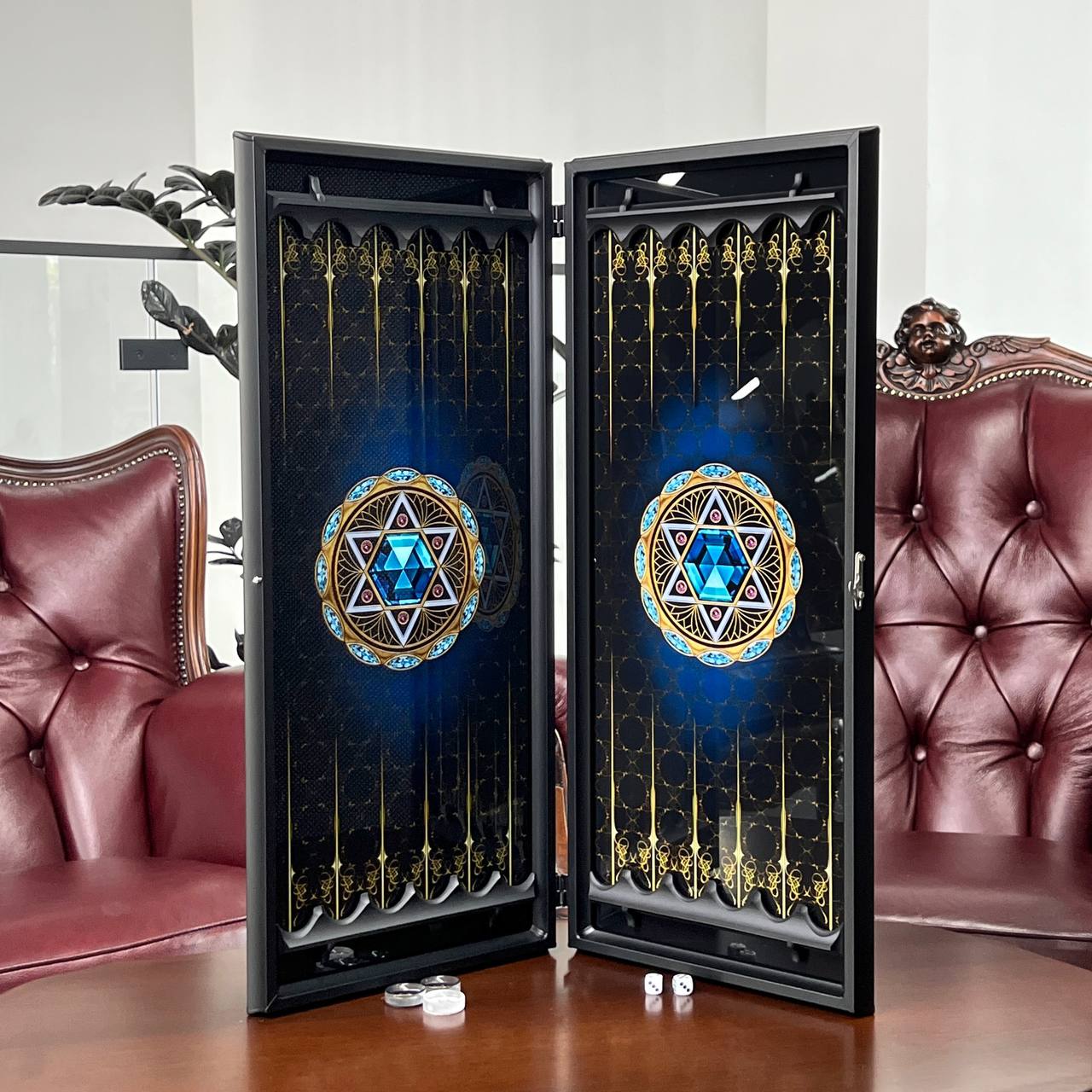 Star of David Glass Backgammon Set – Large 24”