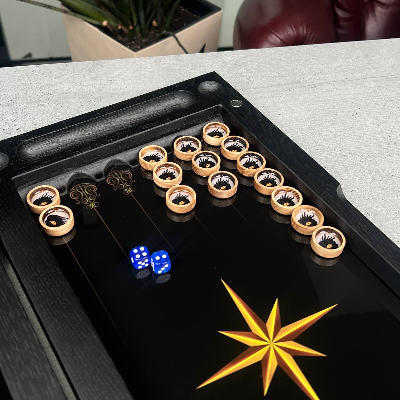 Gold Dragon Collections Glass & Wood Backgammon Set