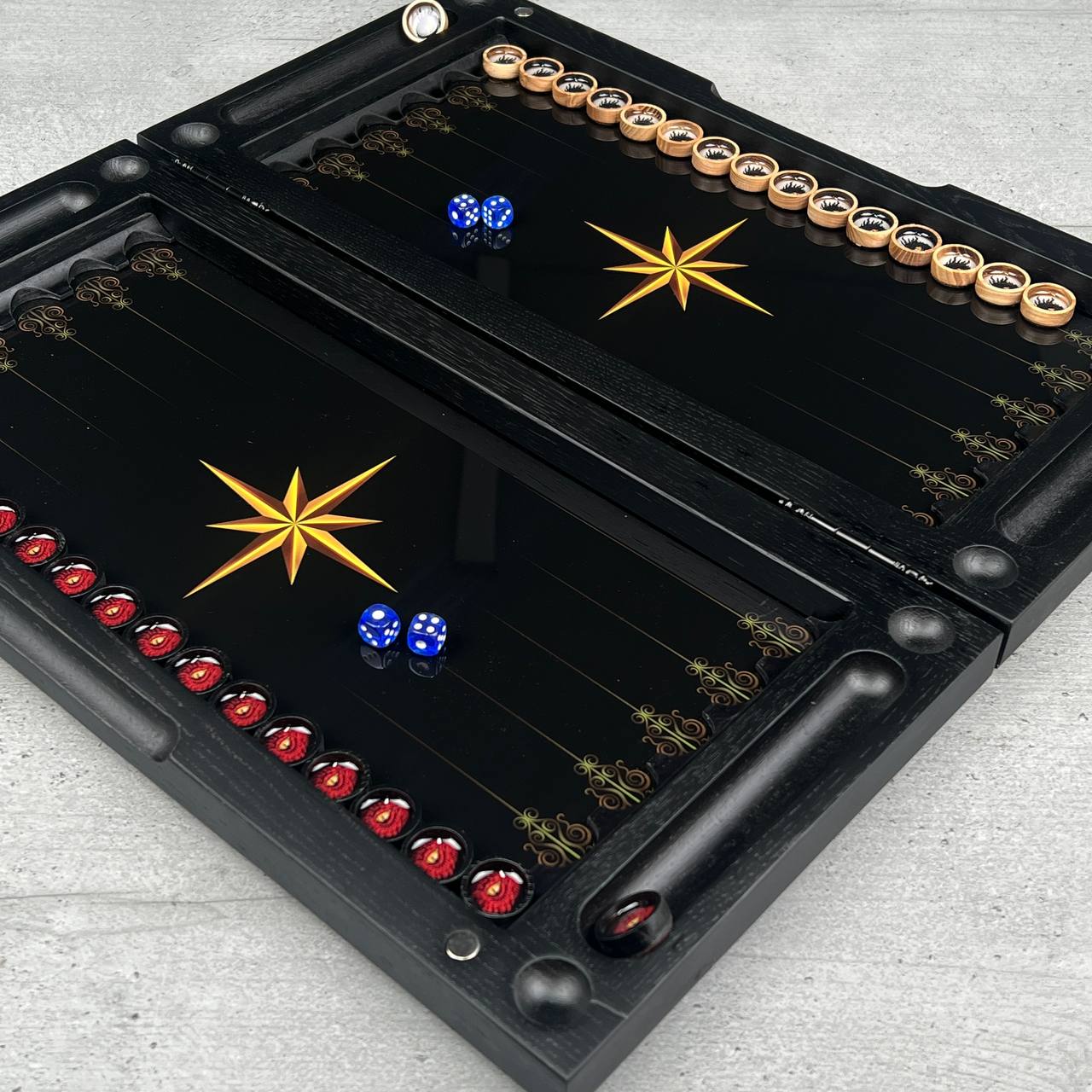 Gold Dragon Collections Glass & Wood Backgammon Set