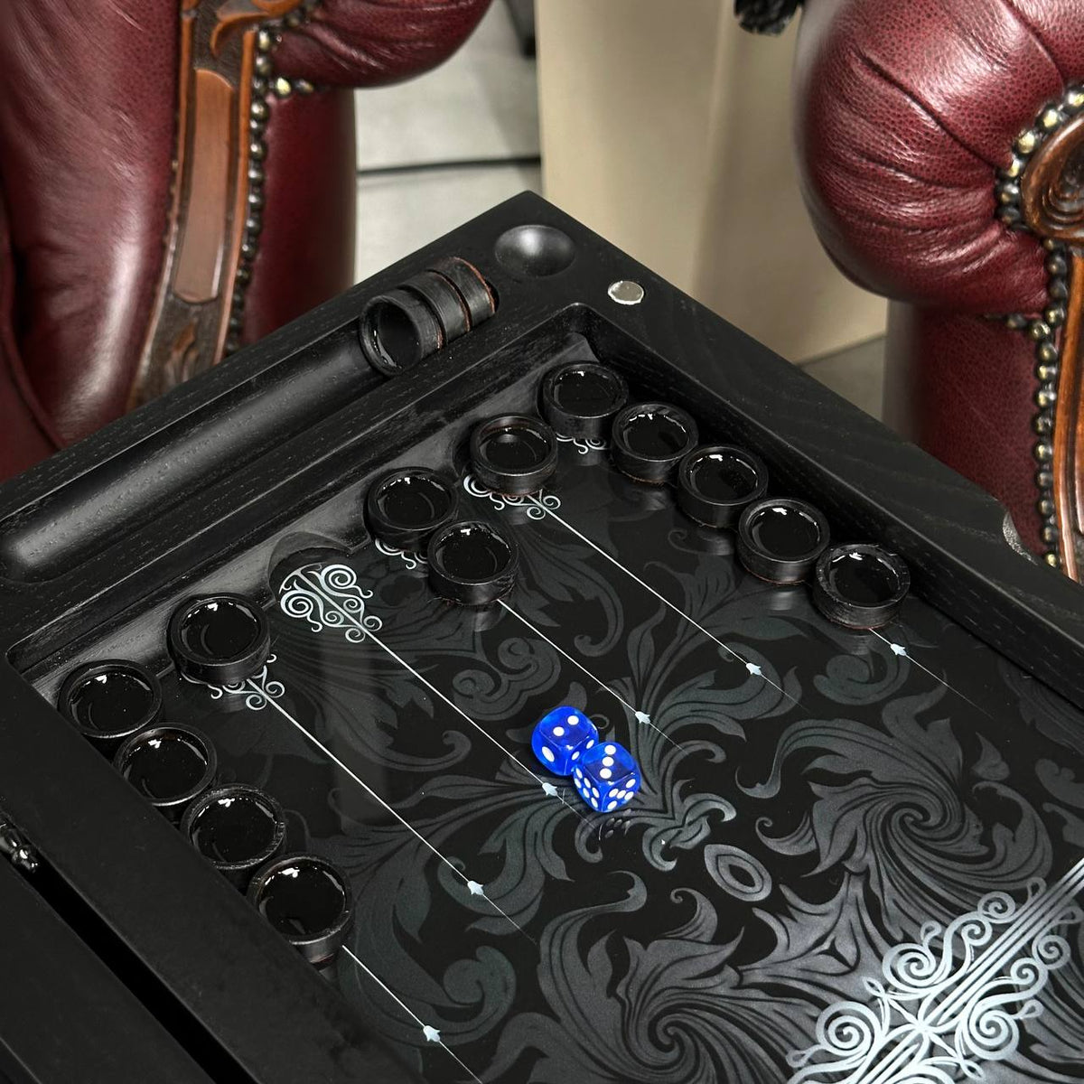 Compass Classic Rose Collection Glass & Wood Backgammon Set