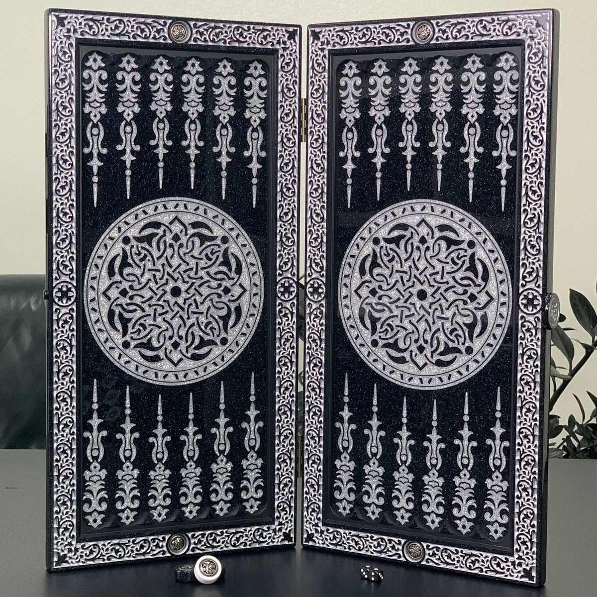 Carved Lion Stone Backgammon Set Premium Edition – Large 24”