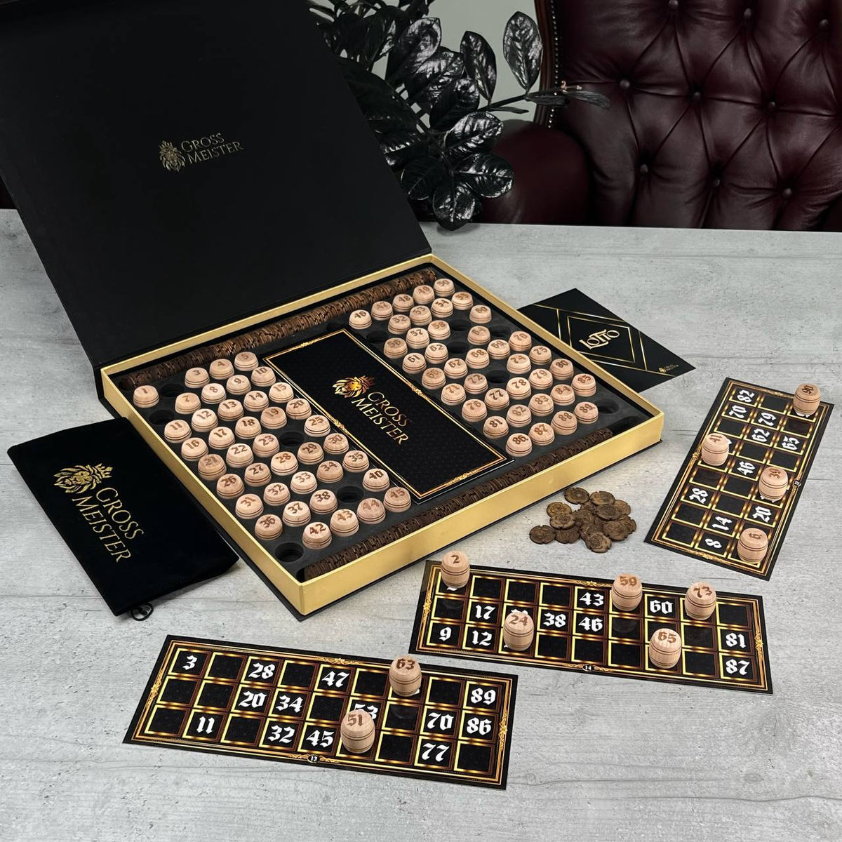 Traditional Handcrafted Wooden Bingo Set