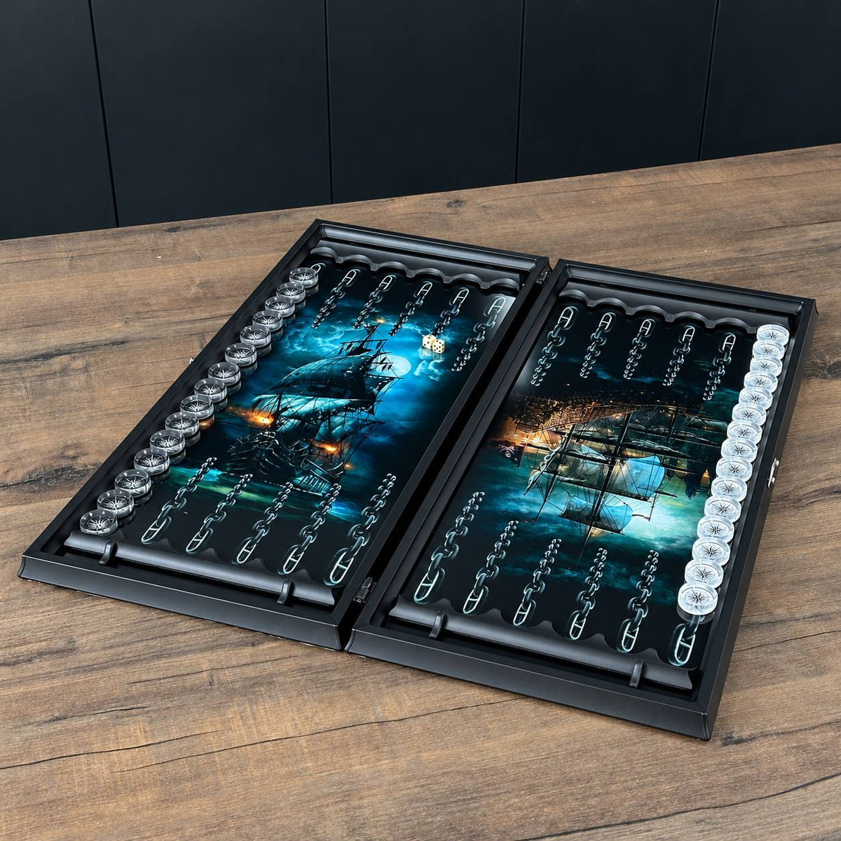 Neon Geometric Glass Backgammon Set – Large 24”
