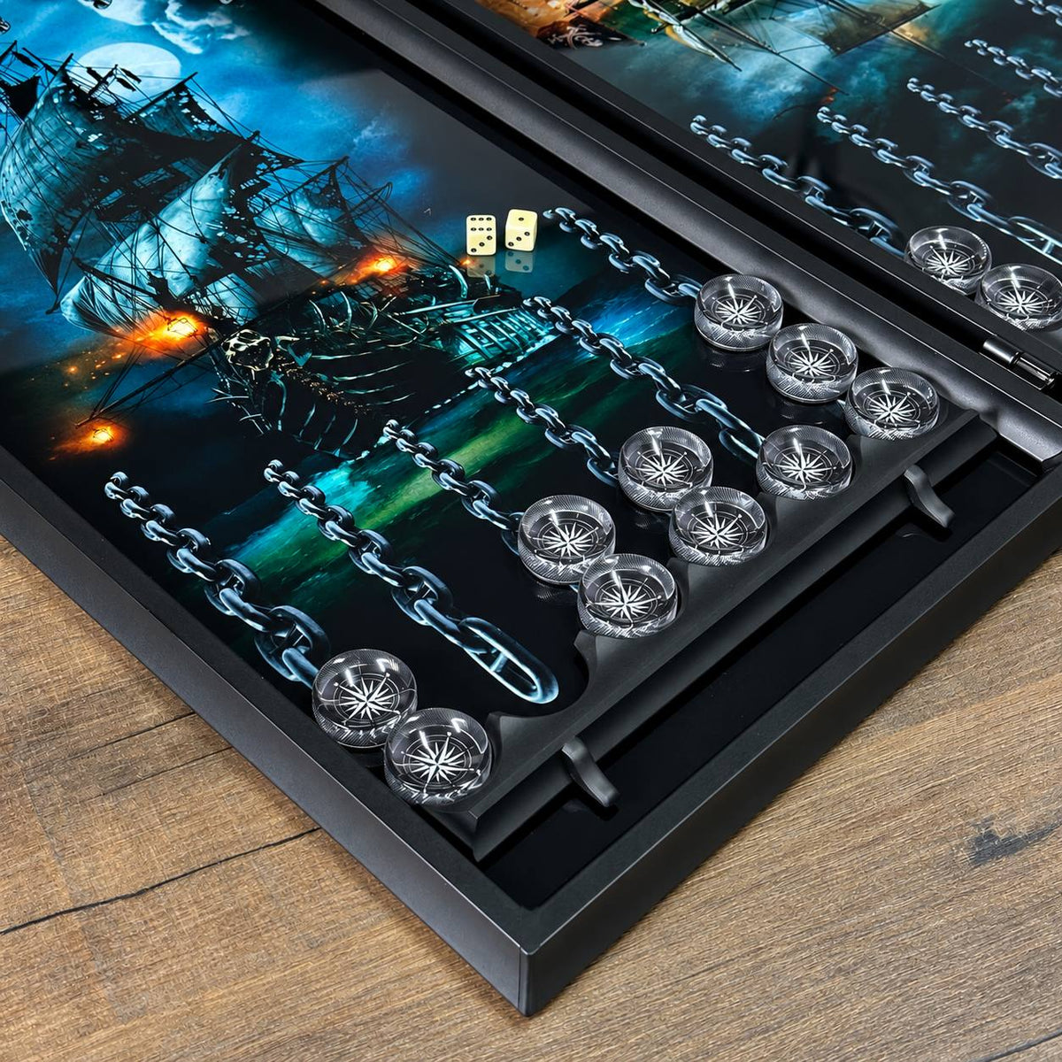 Neon Geometric Glass Backgammon Set – Large 24”