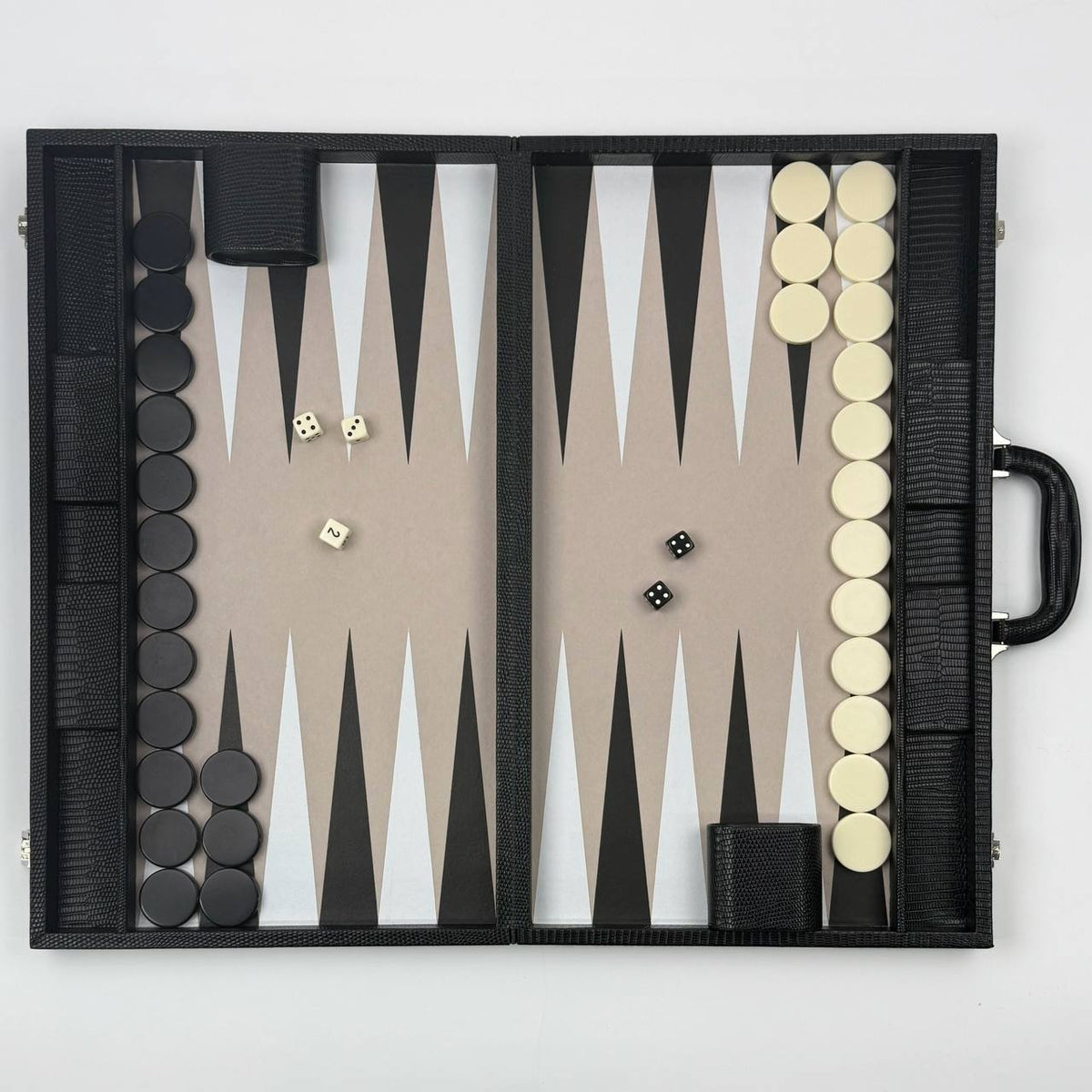 Turnier-Backgammon 53 x 31 cm Kunstleder Acryl-Chips. Als Geschenk geeignet. Backgammon-Stücke aus Acrylstein
