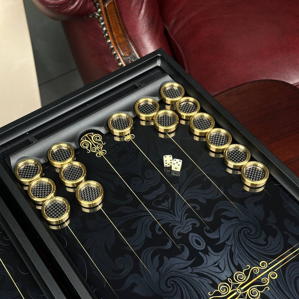 Black Classic Glass Backgammon Set with Premium Checkers – Large 24”