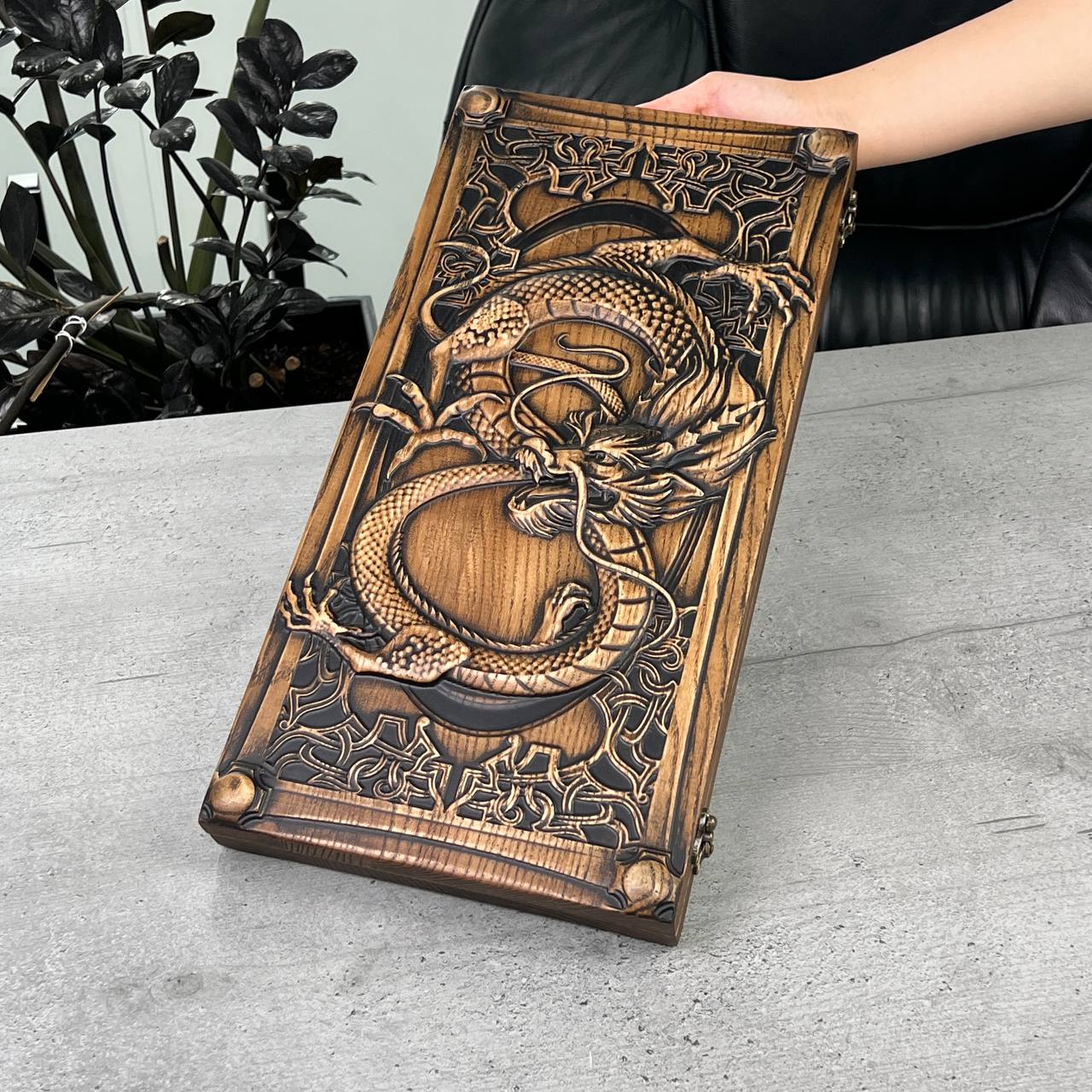 Premium Dragon Wooden Backgammon – Handcrafted Luxury Game