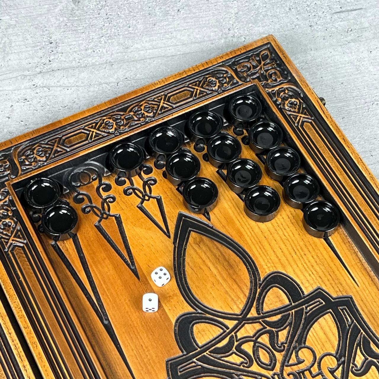 Holz-Backgammon „Drache“, 64×31×8cm, Art. 190169