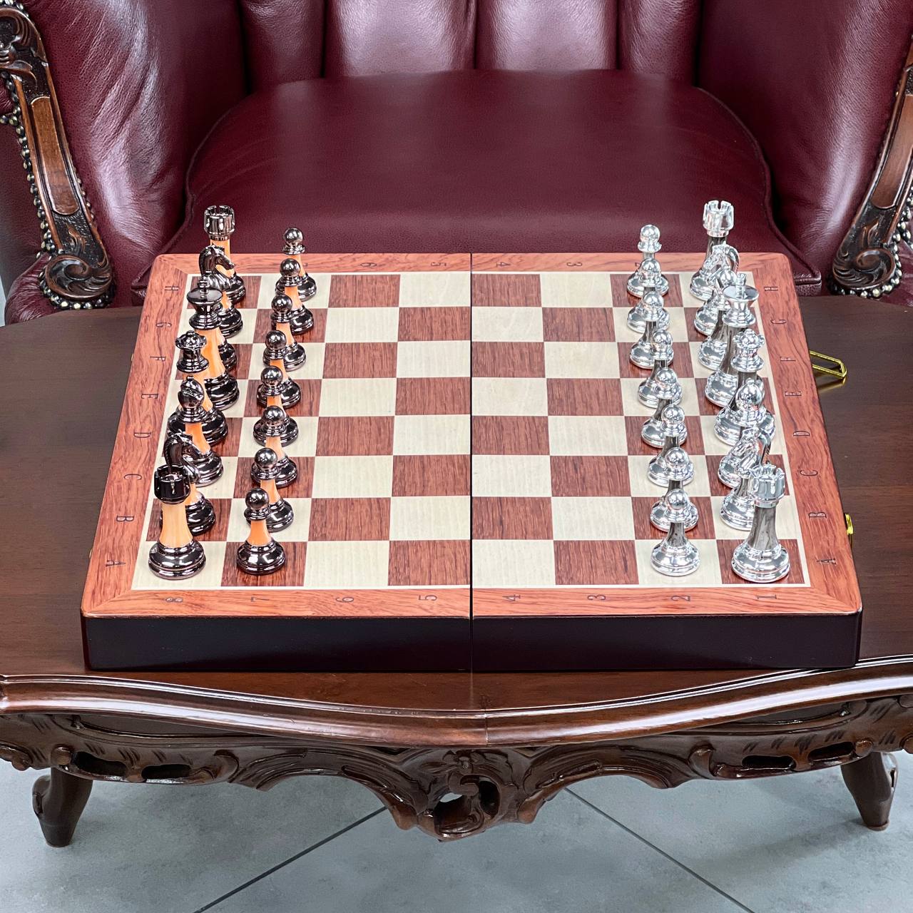 Luxury Wooden Chess Set with Acrylic Pieces – 17.7"