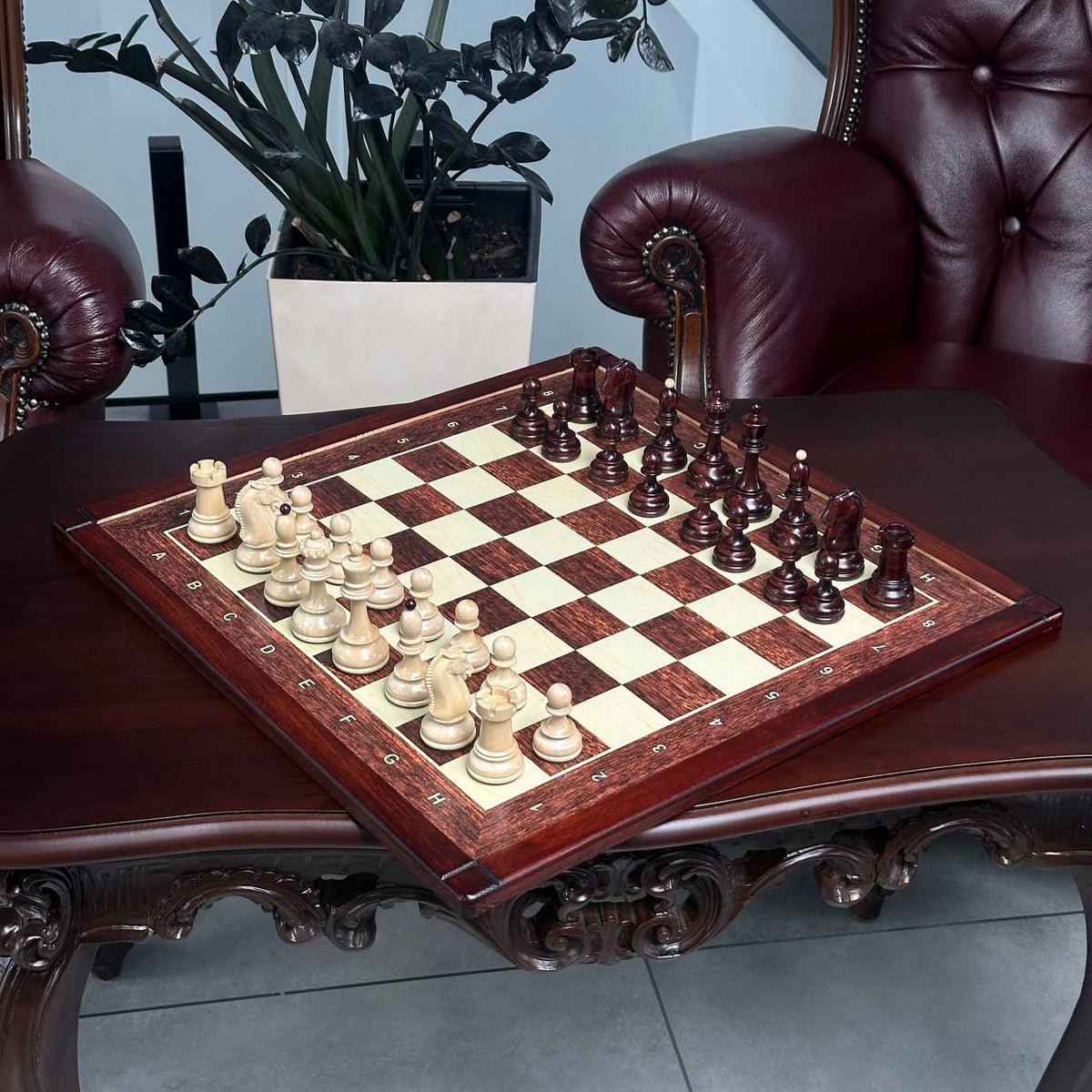 Classic Wooden Chess Set with Weighted Staunton Pieces – 20"