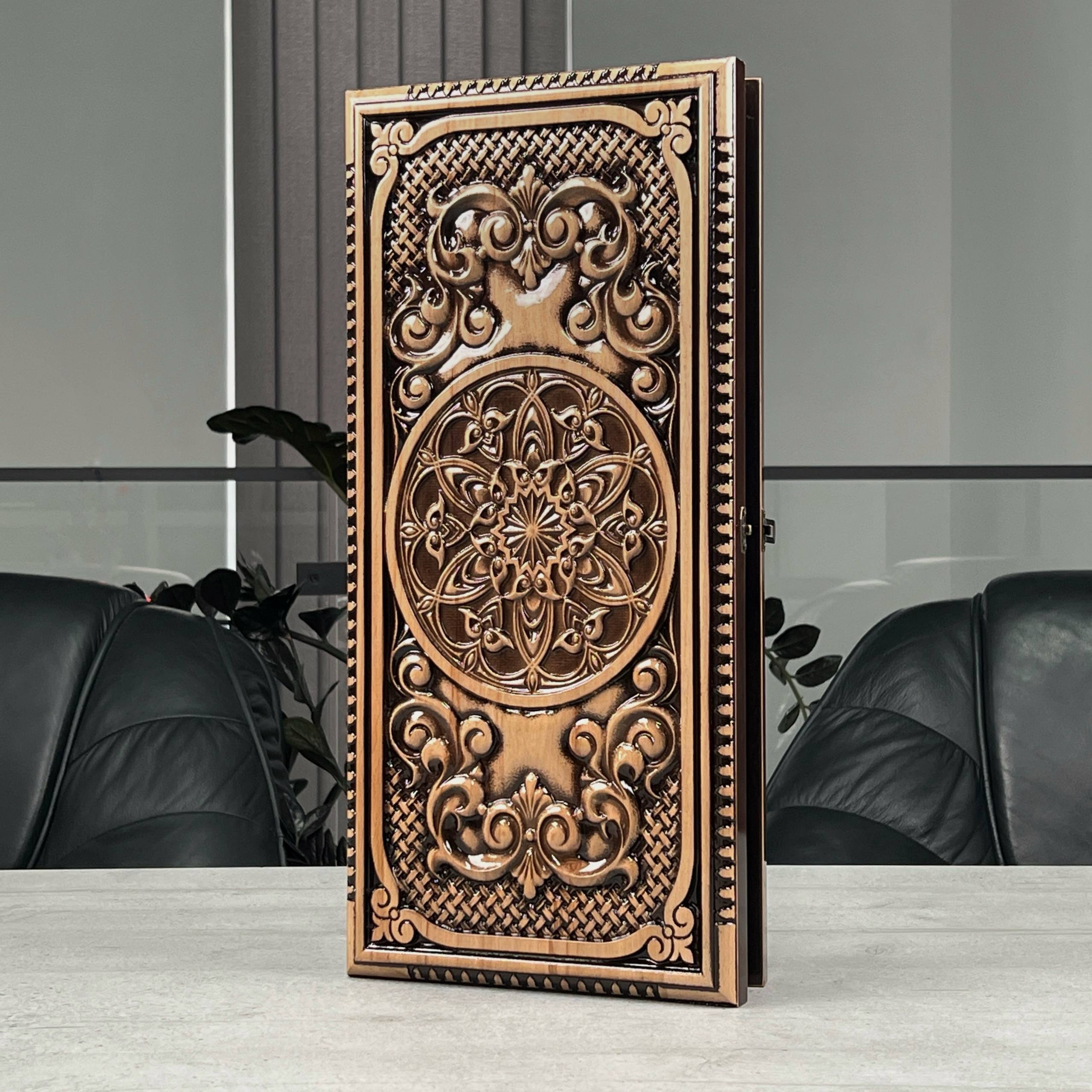 Jeu de backgammon en bois, 50×23 cm, beau design classique, prêt à offrir