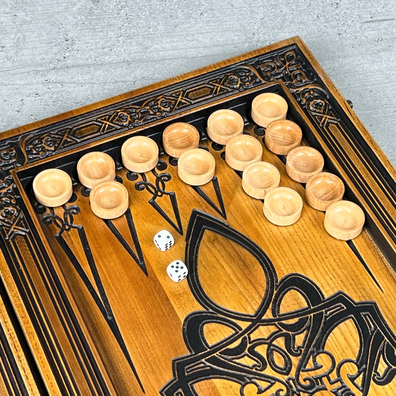 Holz-Backgammon „Drache“, 64×31×8cm, Art. 190169
