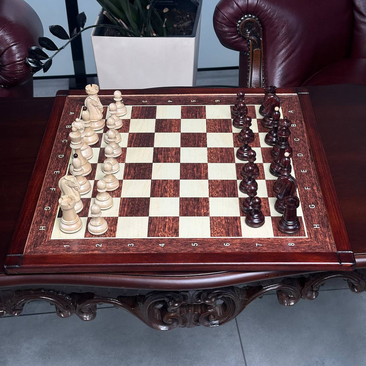 Classic Wooden Chess Set with Weighted Staunton Pieces – 20"