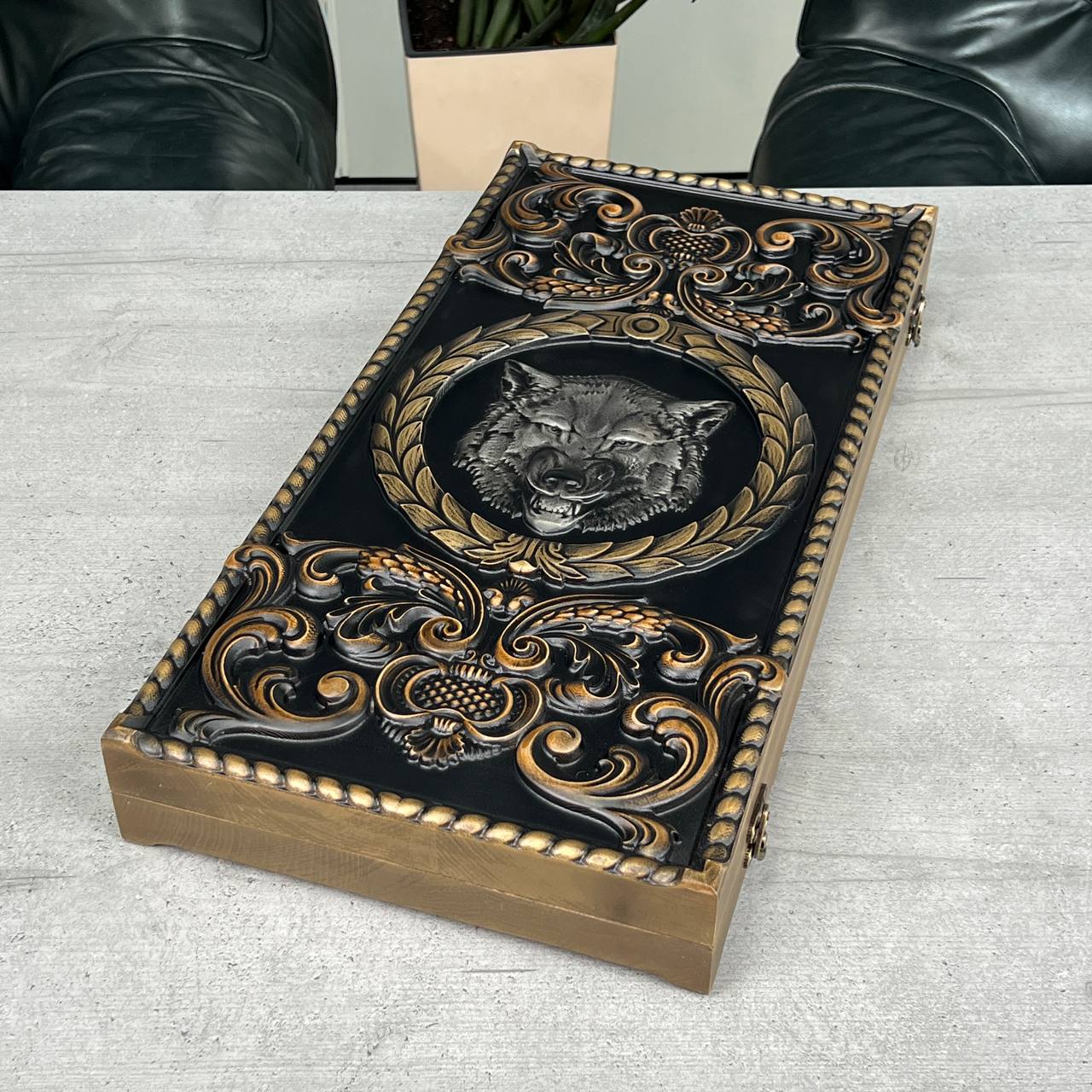 Wooden Backgammon "Silver Wolf" – Star of David Edition