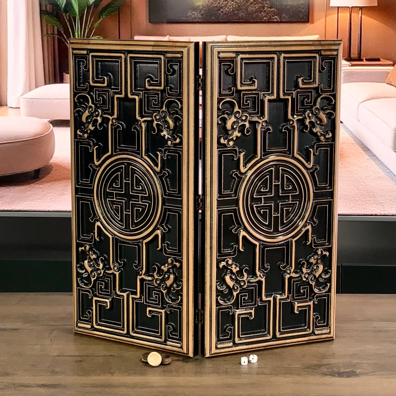 Hochwertiges handgefertigtes Backgammon-Brett aus Holz, 50 x 23 cm, aus hochwertigem Lindenholz gefertigt, als Geschenk geeignet