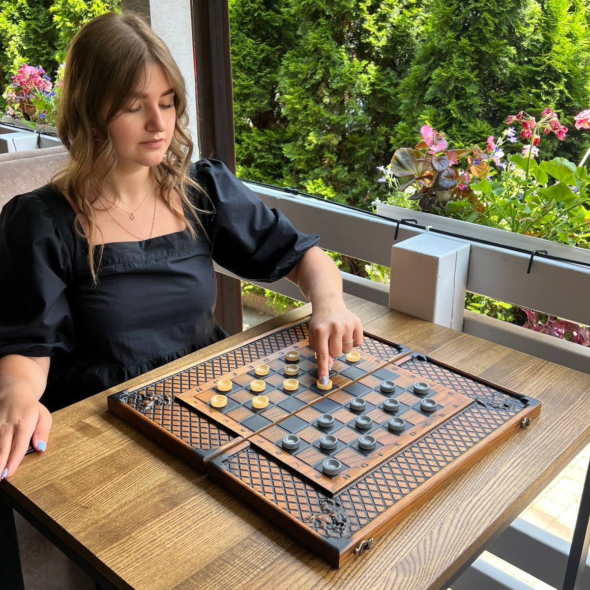 Horse Wooden Chess Set - 18"