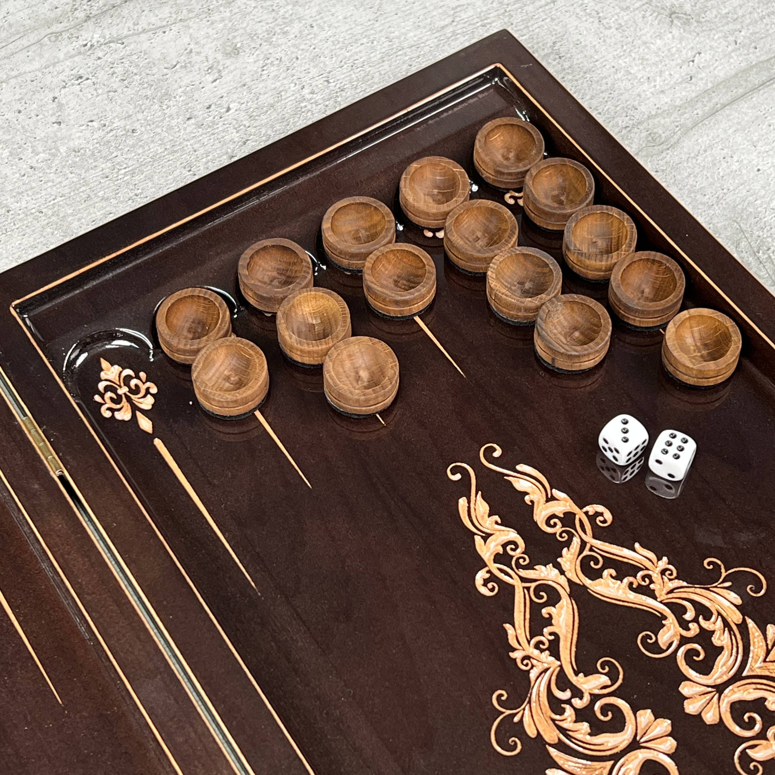 Jeu de backgammon en bois, 50×23 cm, beau design classique, prêt à offrir