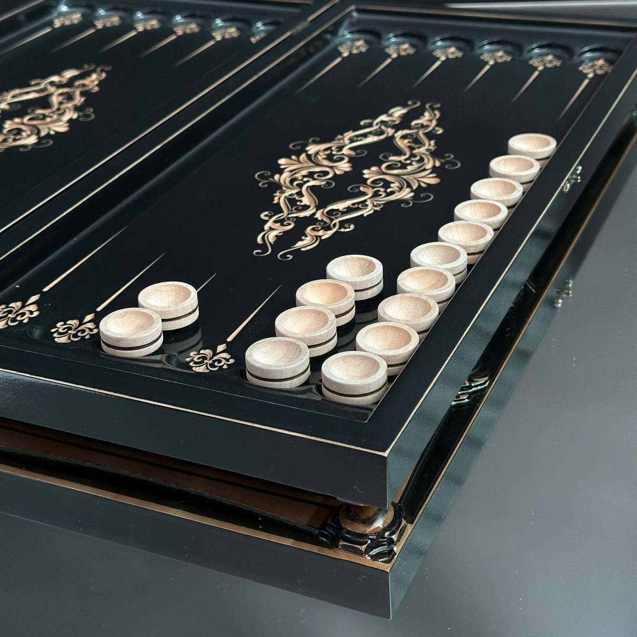 Wooden backgammon board game set "Dragon" Gift-ready