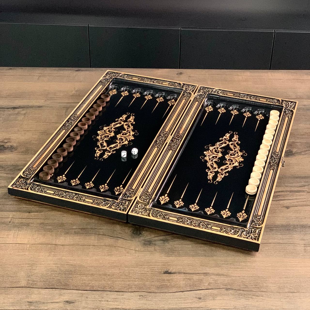 Prestigious Handmade Wooden Backgammon Board, Crafted from High-Quality Basswood, Gift-ready