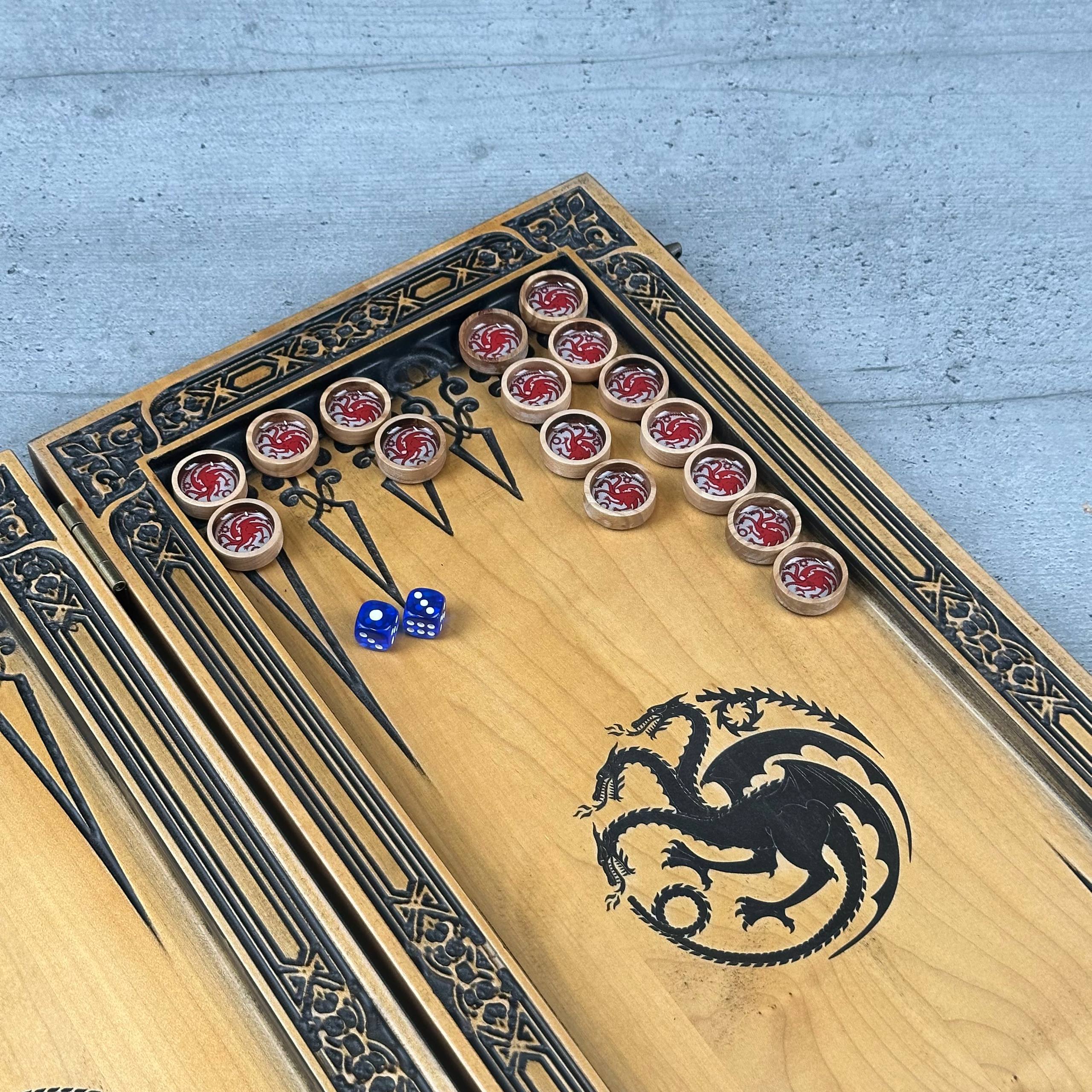 Holz-Backgammon „Drache“, 64×31×8cm, Art. 190169