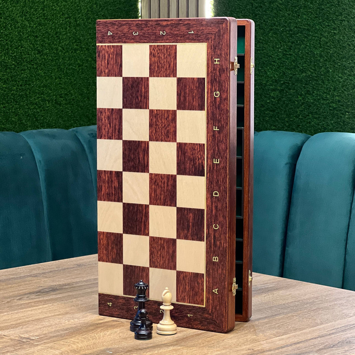 Jeu d'échecs imitation marbre (29 x 29 cm), jeu d'échecs en bois. Prêt à offrir. Réf. 198027