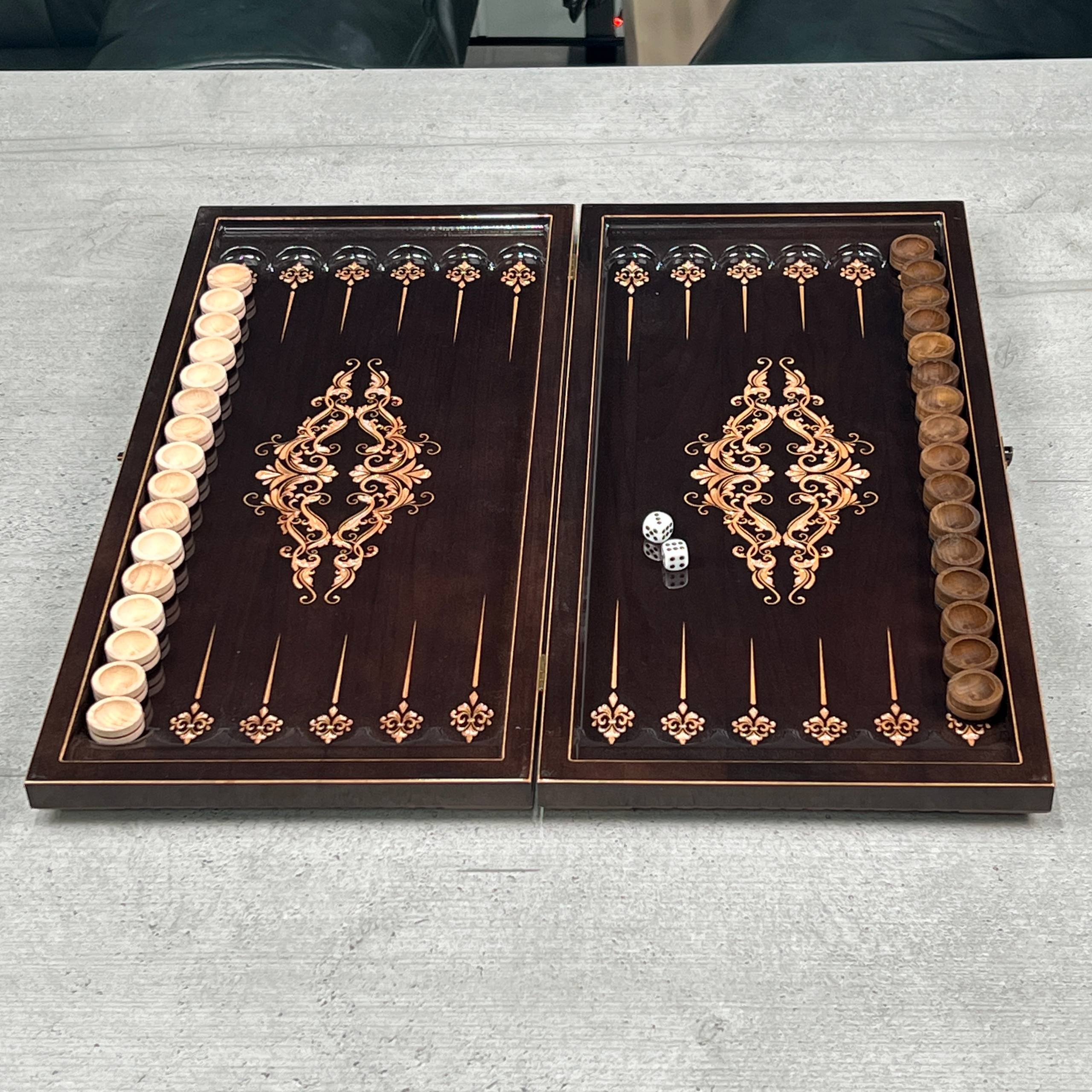 Jeu de backgammon en bois, 50×23 cm, beau design classique, prêt à offrir